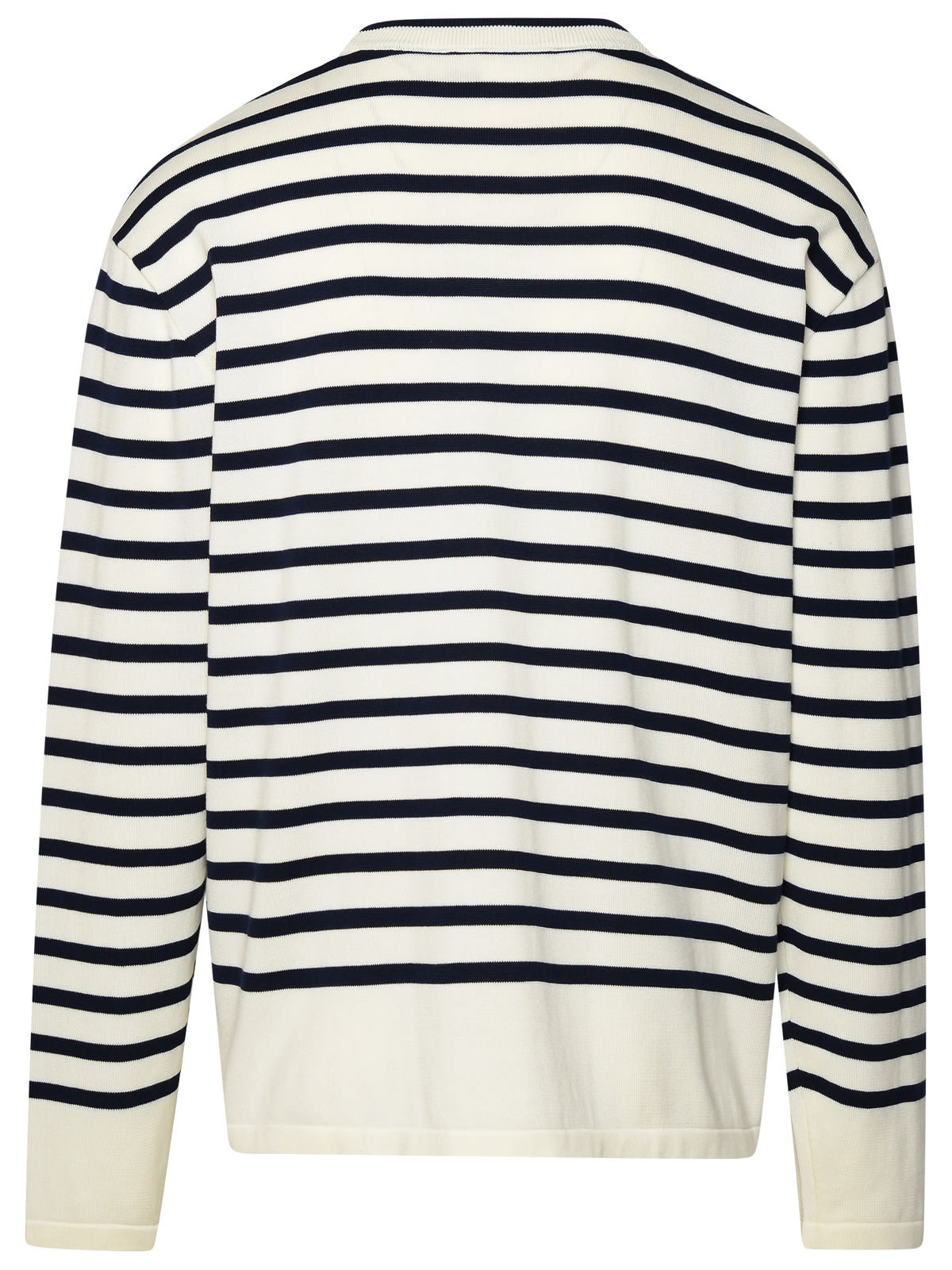 Shop Maison Kitsuné Navy Cotton Sweater In S492 Deep Navy/off White Strip