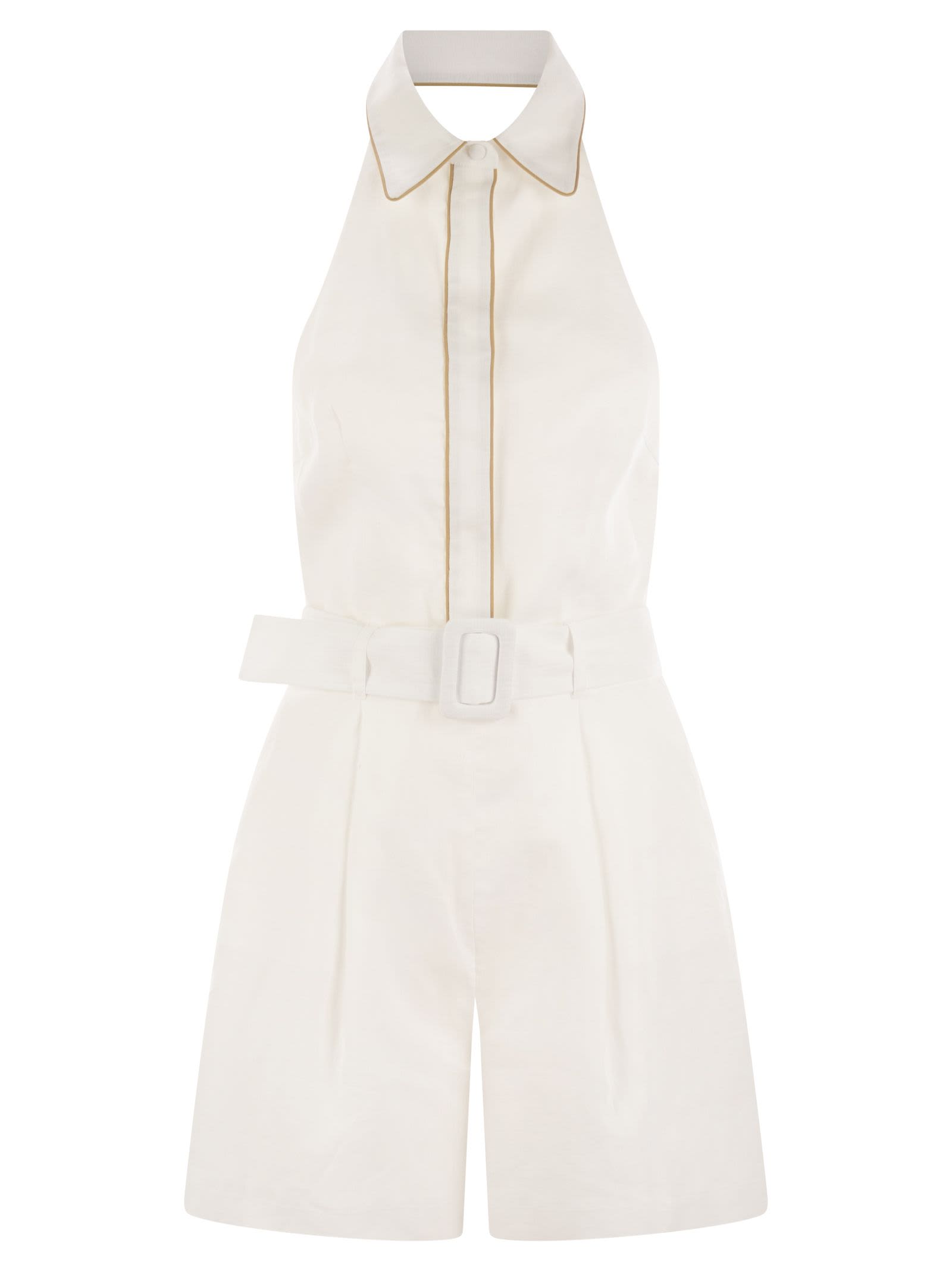 Linen Sleeveless Romper Suit