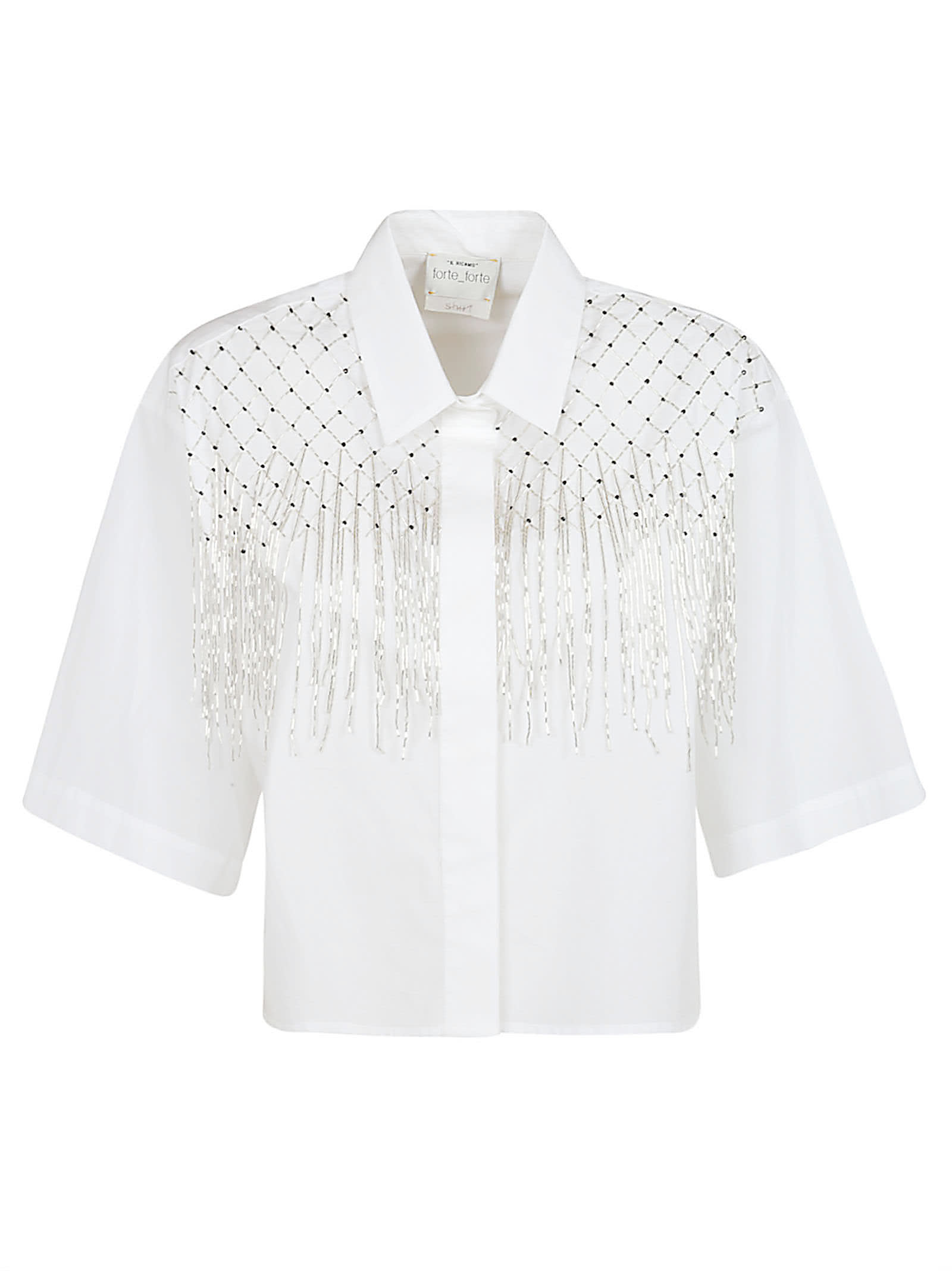 Shop Forte Forte Embellished Cropped Shirt In Pure
