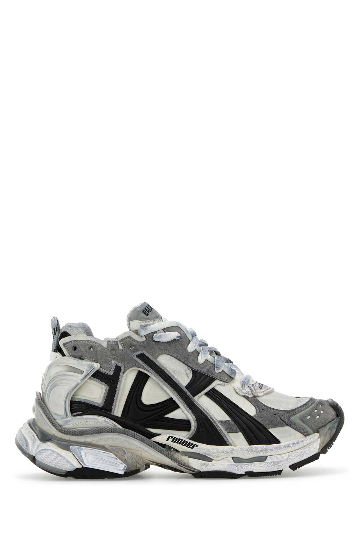 Shop Balenciaga Multicolor Runner Sneakers In Greywhiteblack