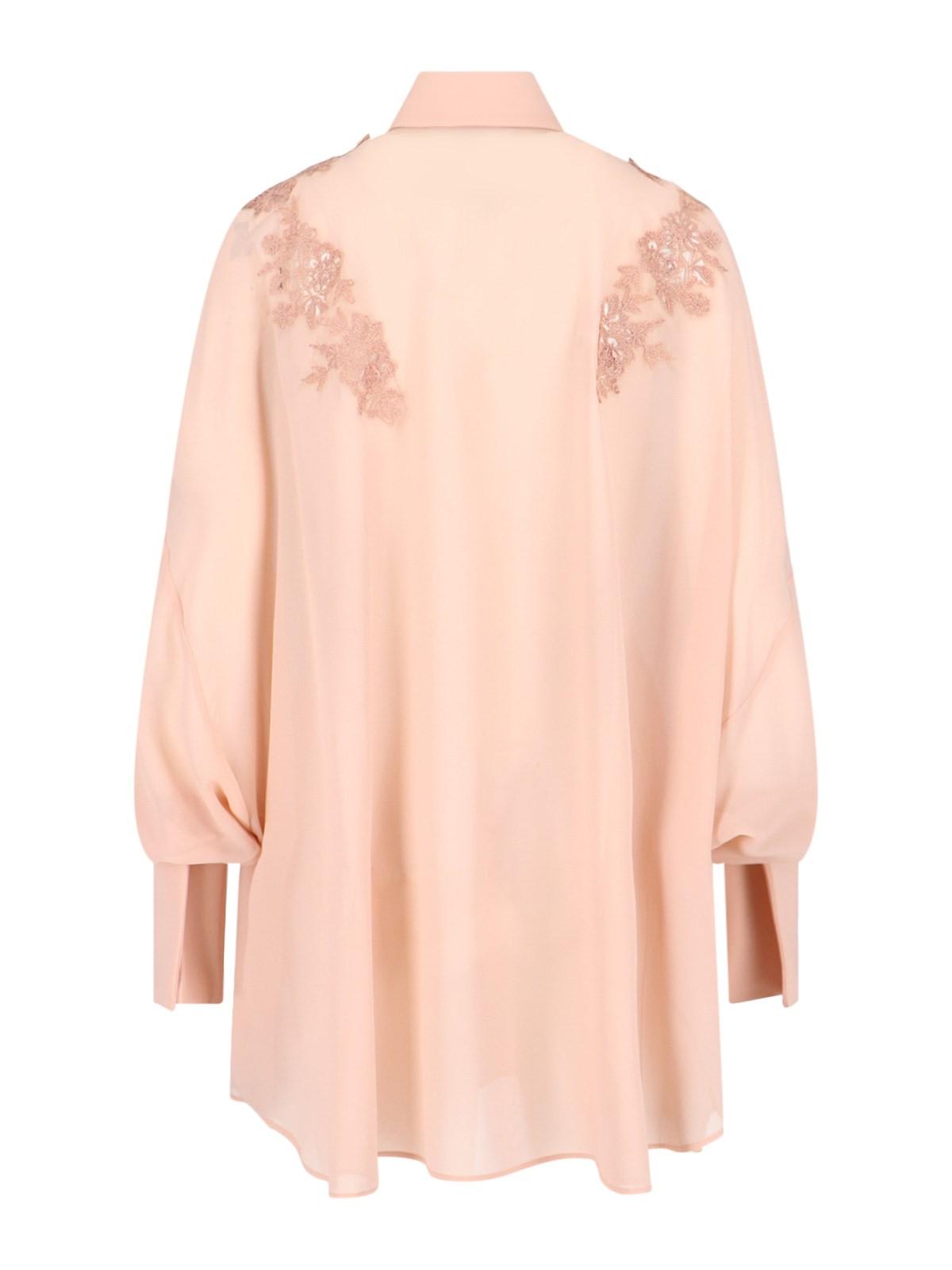 Shop Ermanno Scervino Oversized Lace Detail Shirt In Neutrals