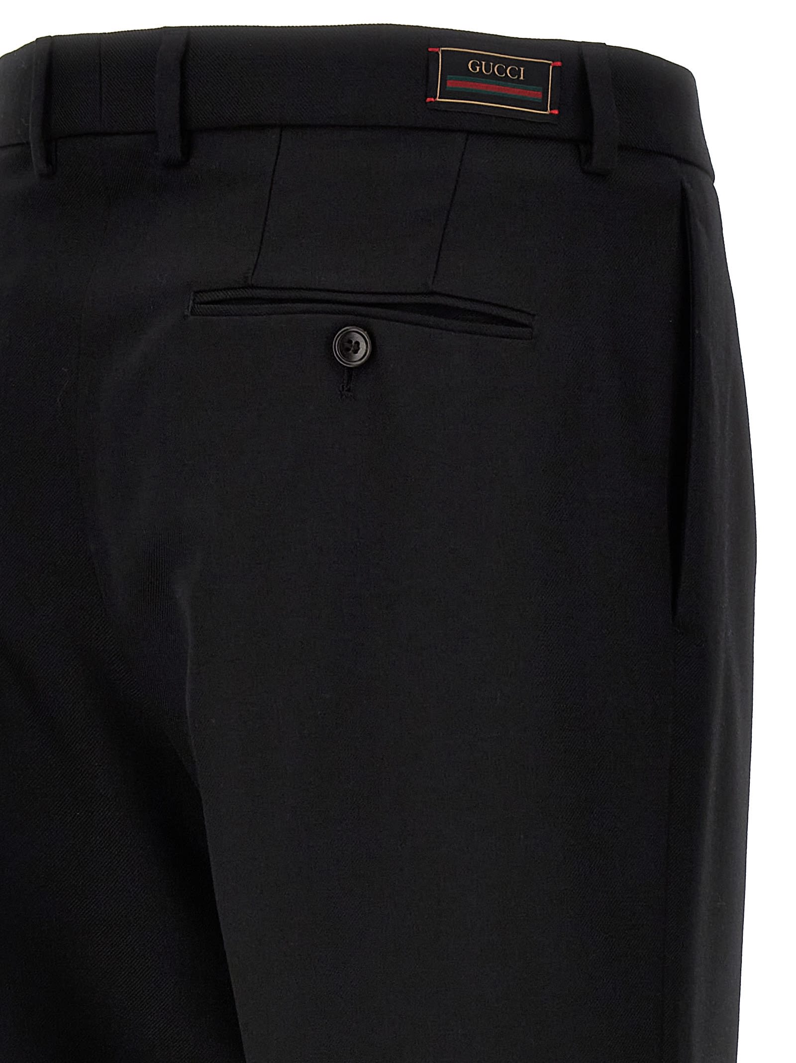 Shop Gucci Web Label Pants In Black