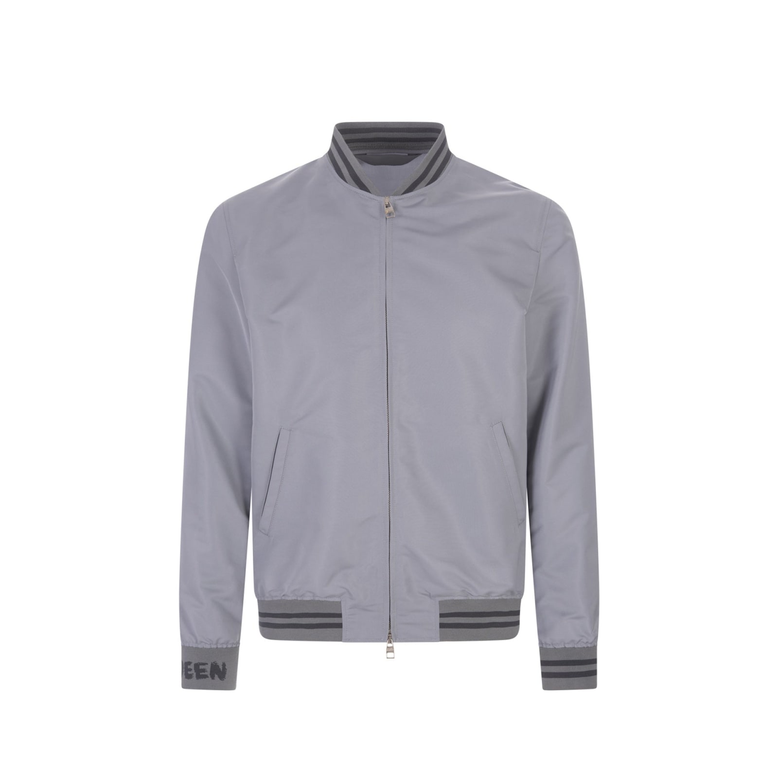 Shop Alexander Mcqueen Bomber Jacket In Gray