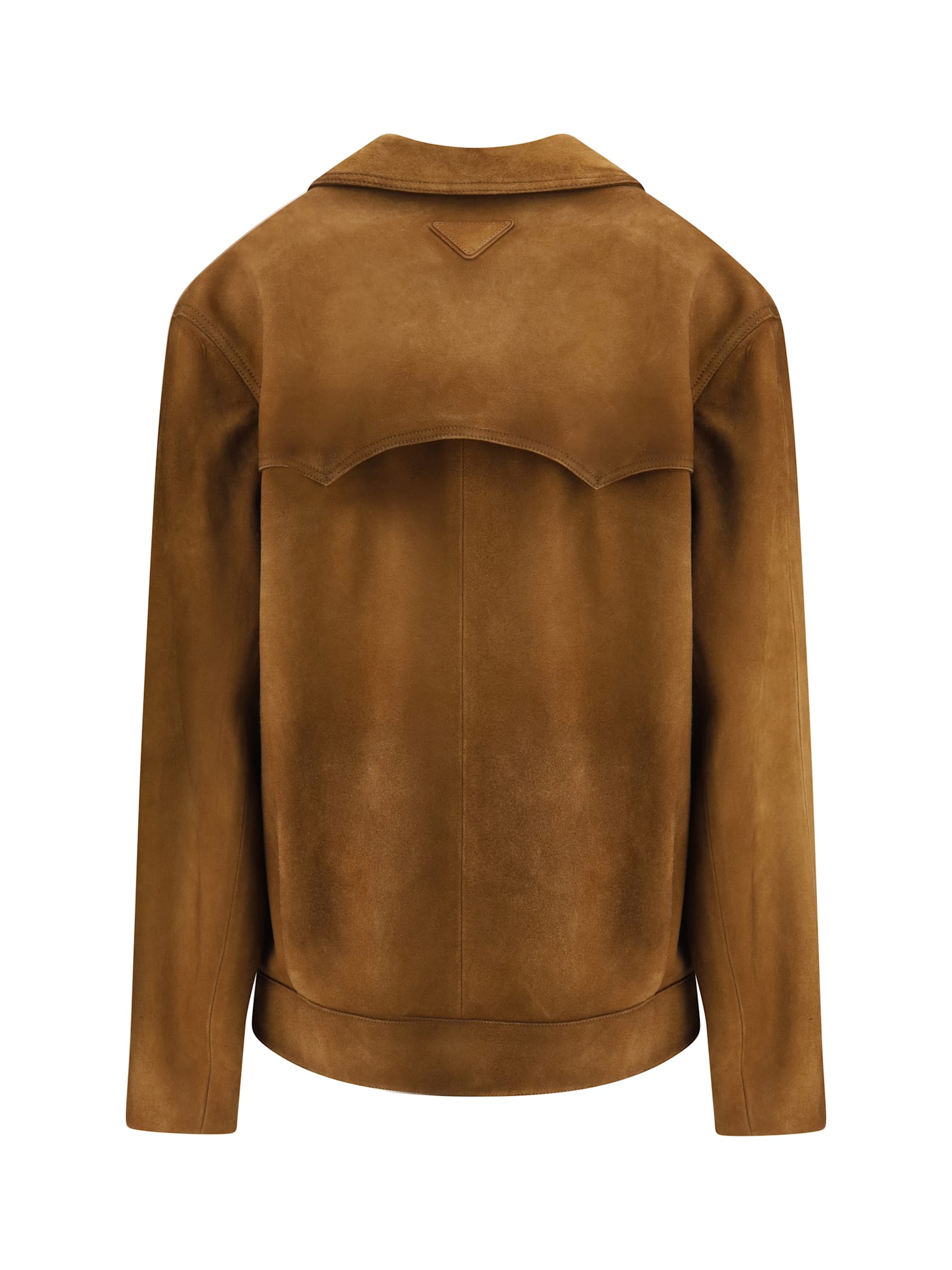 Prada Leather Jacket In Brown