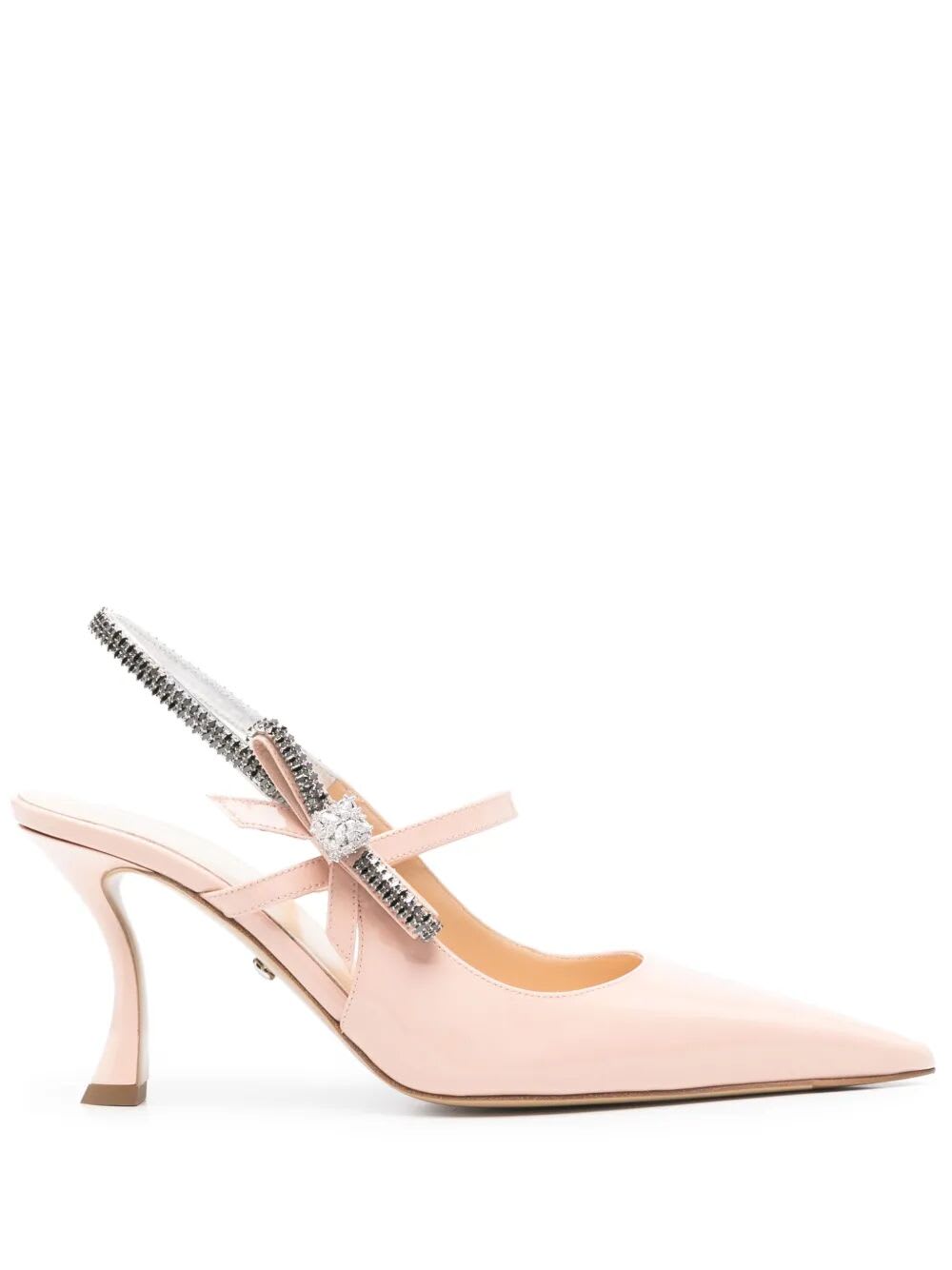 Crystal Cuba Nude Patent Leather Slingback 85mm