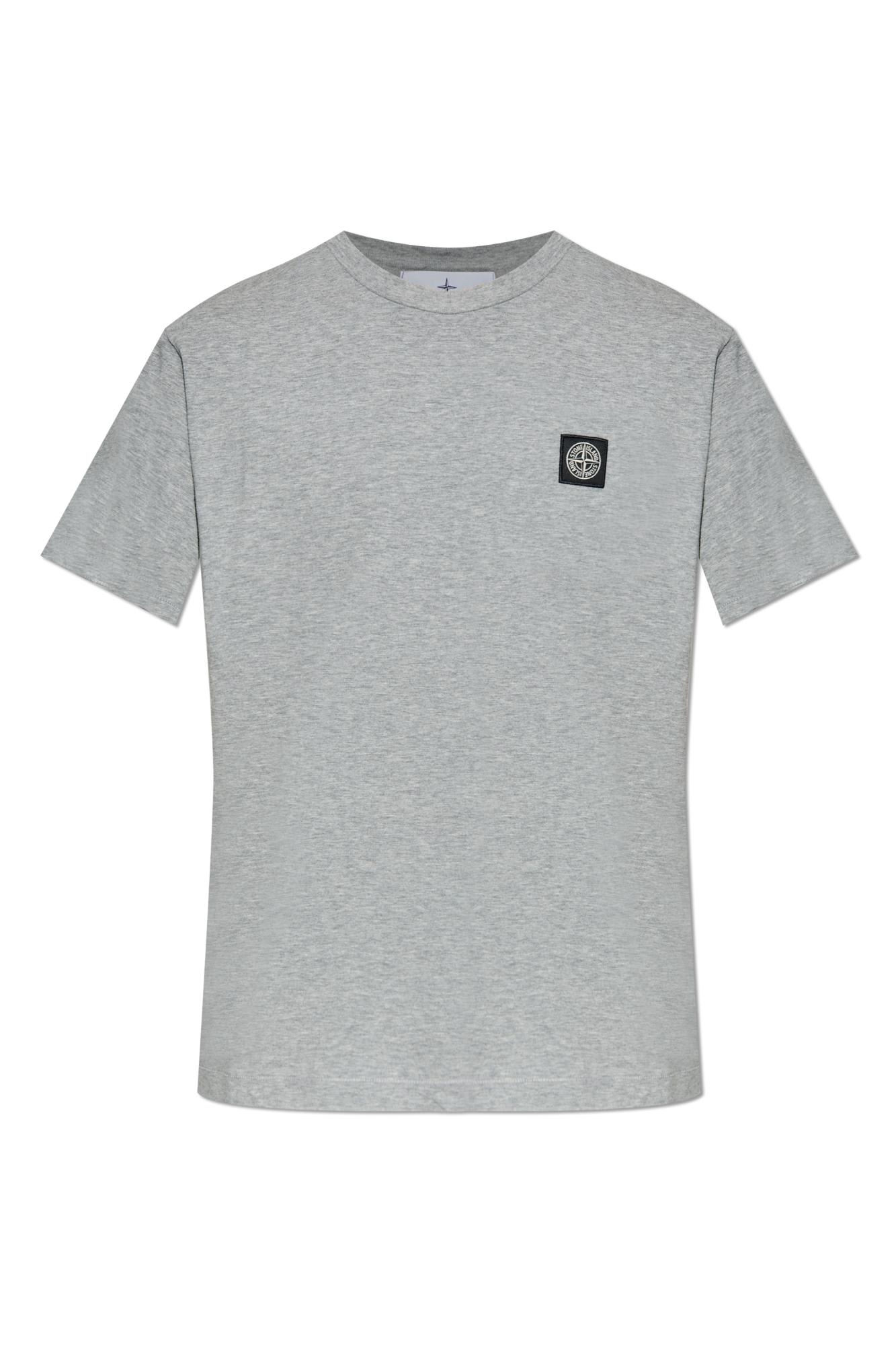 Stone Island Logo-patch Cotton T-shirt In Gray