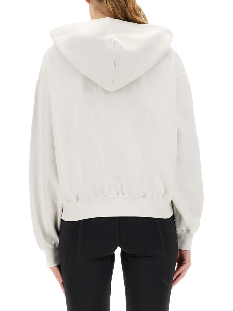 Y-3 Logo Hooded Sweatshirt Drawstring Style In White
