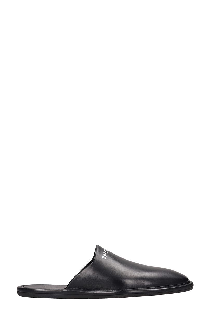BALENCIAGA COSY MULE FLATS IN BLACK LEATHER,11317617