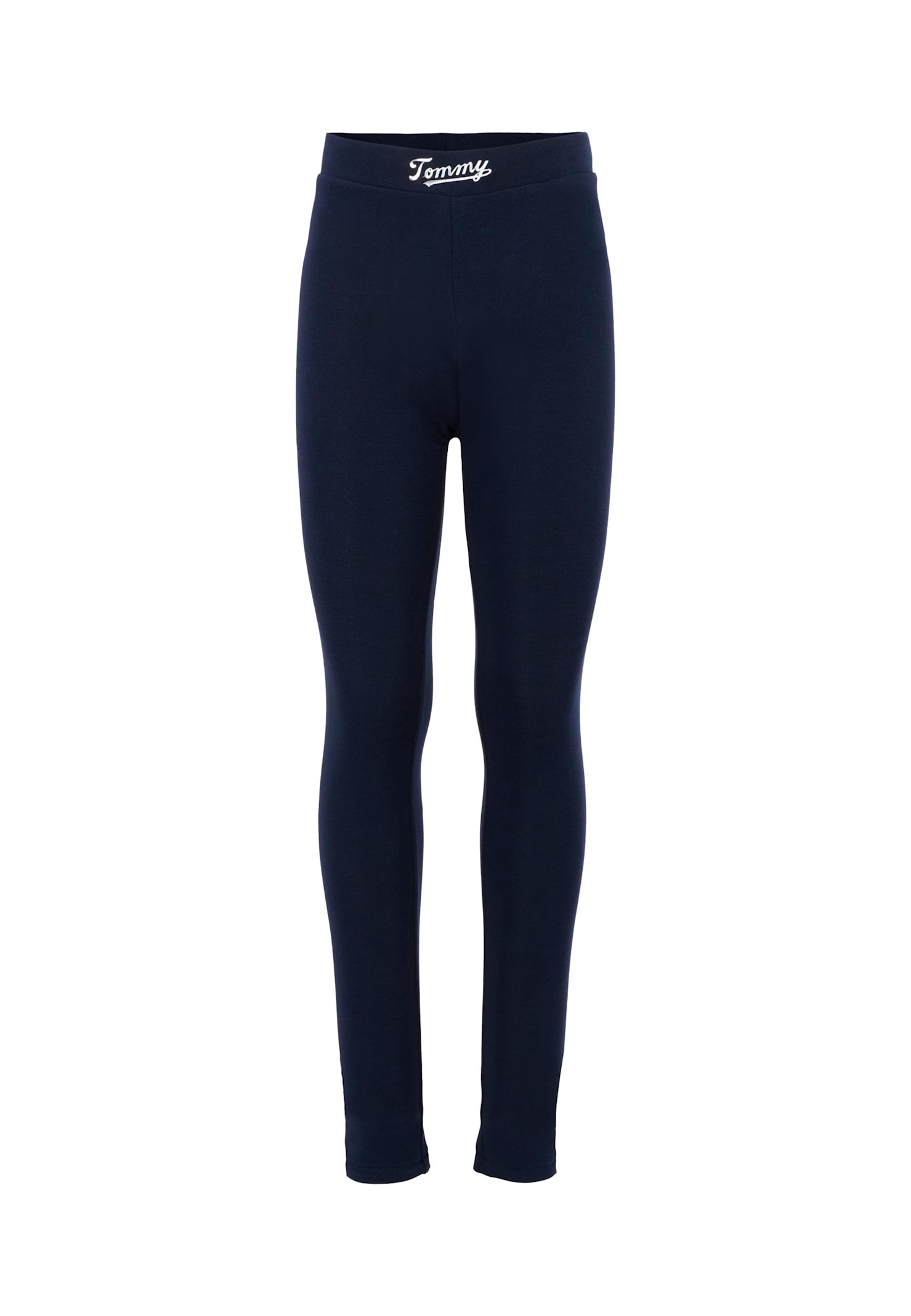 Tommy Hilfiger Blue Leggings For Girl With Silver Logo In Animal Print