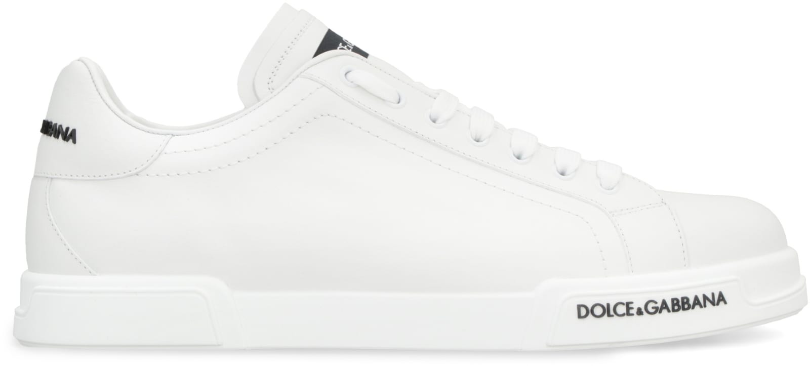 Shop Dolce & Gabbana Portofino Leather Low-top Sneakers In White