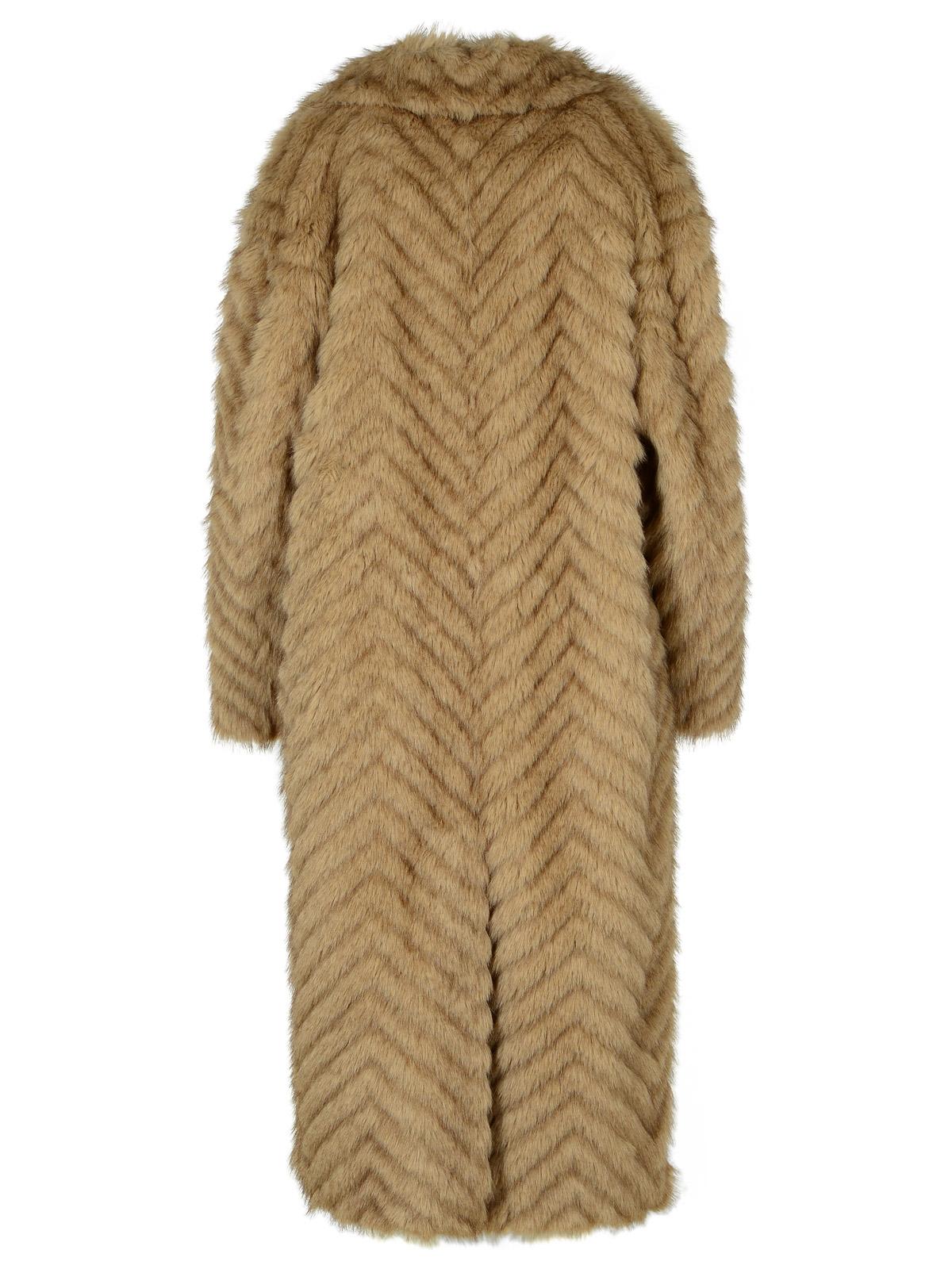 Shop Stand Studio Wynther Brown Faux Fur Coat In Beige