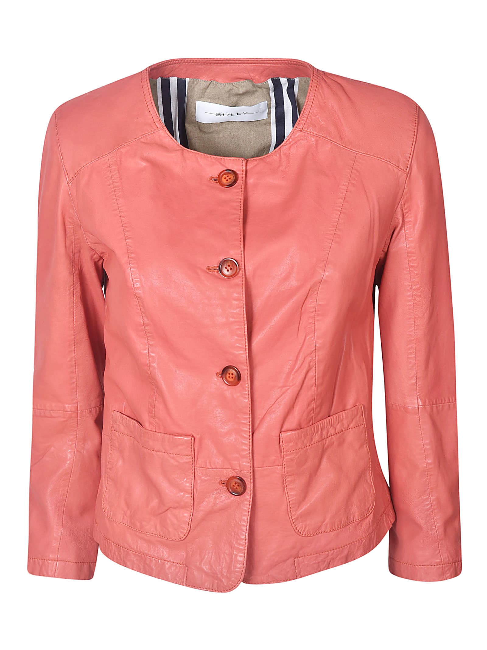 BULLY BUTTONED LEATHER JACKET,11294533