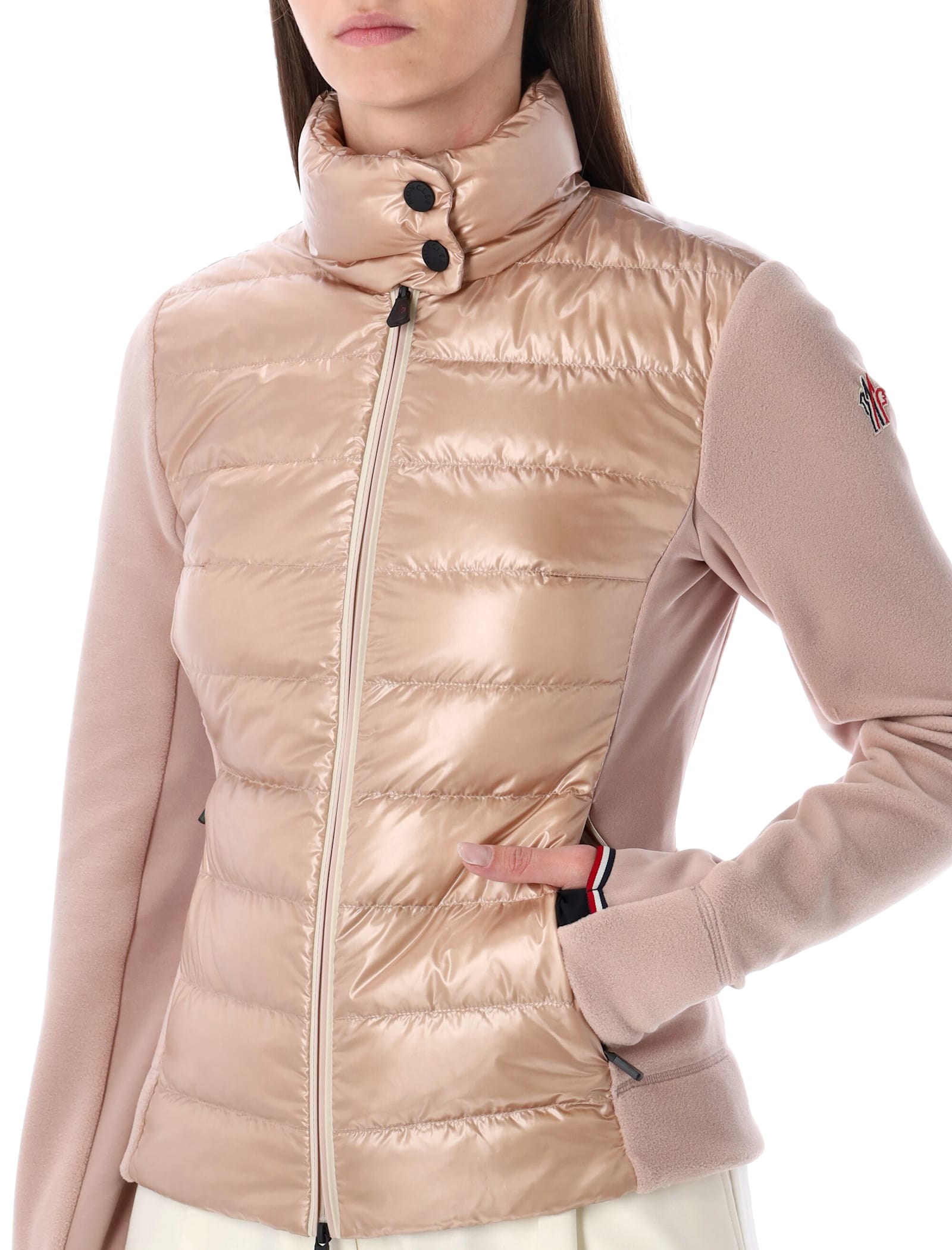 Moncler Grenoble Padded Nylon Laqué Sweatshirt In Pink