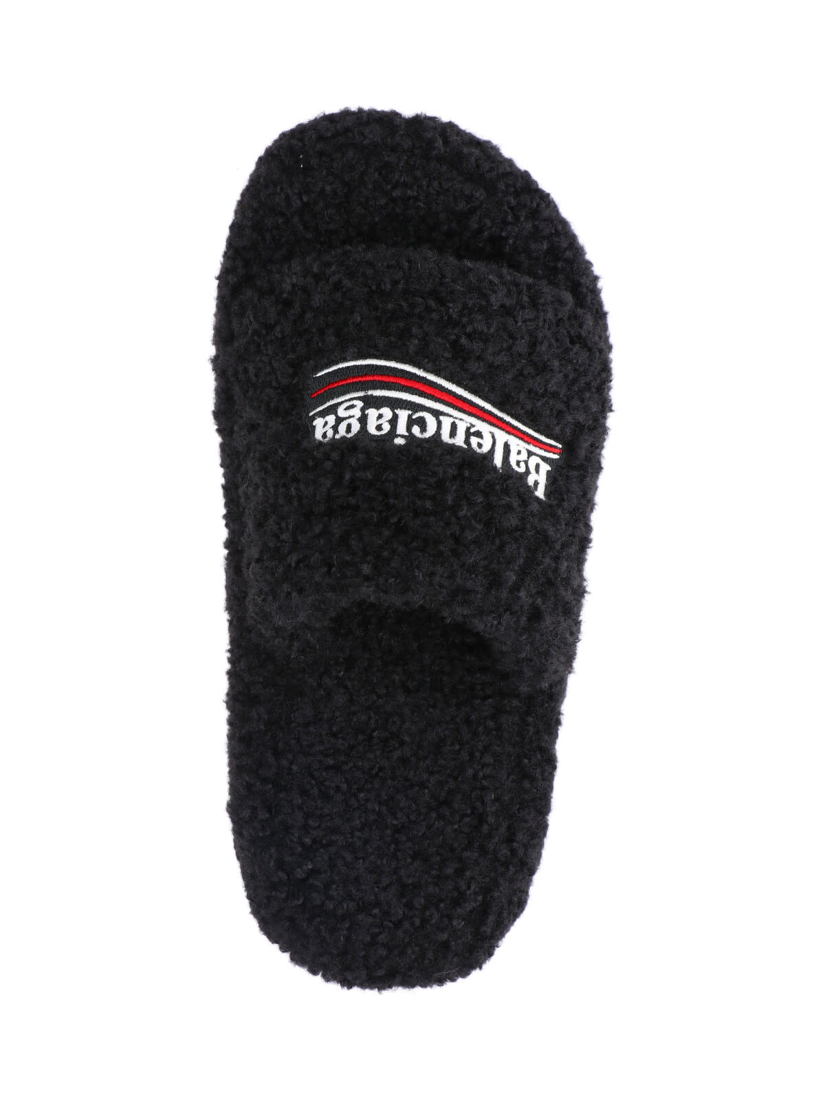Balenciaga Furry Slide Sandals In Black
