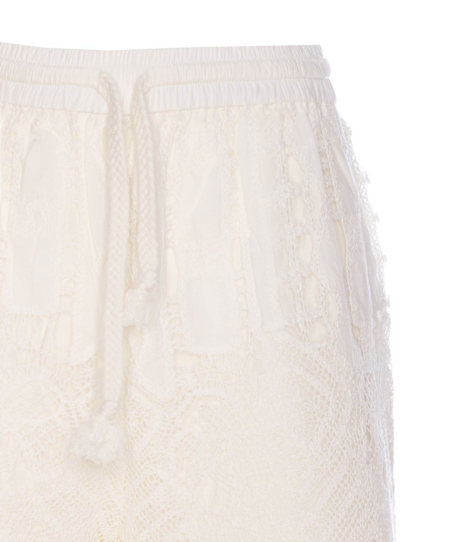 Pinko White Lace Design Serenata Rap Shorts