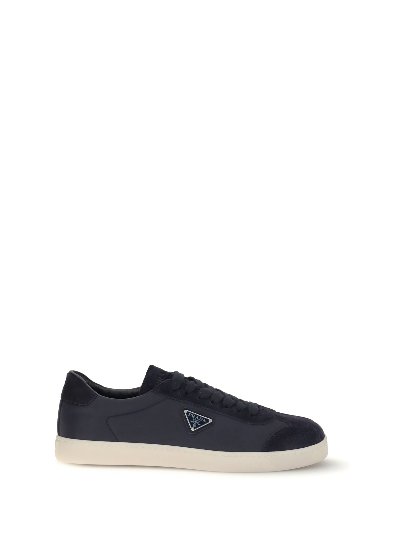 Prada Re-nylon And Suede Leather Sneakers In Black