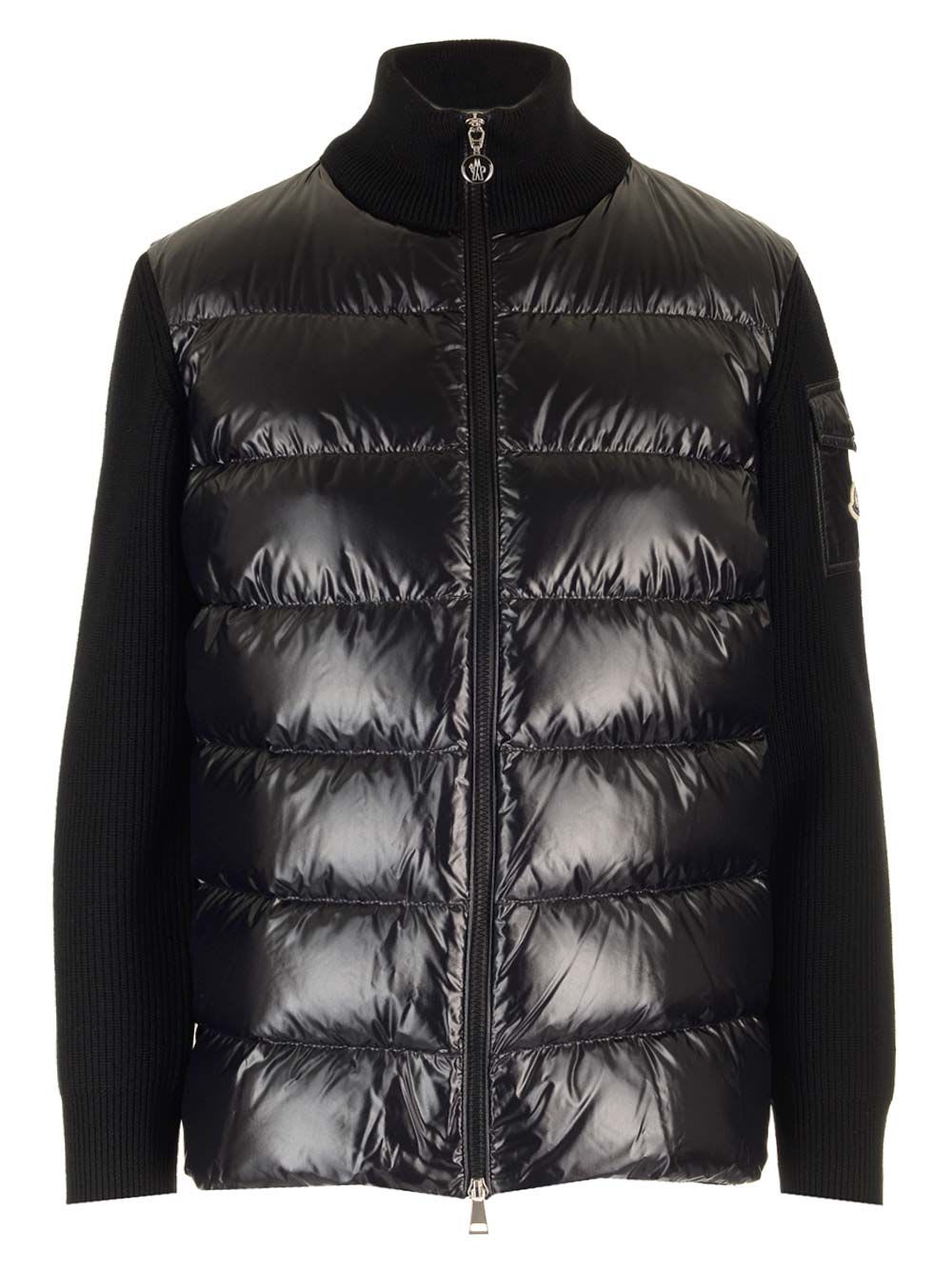 Shop Moncler Wool Cardigan In Black