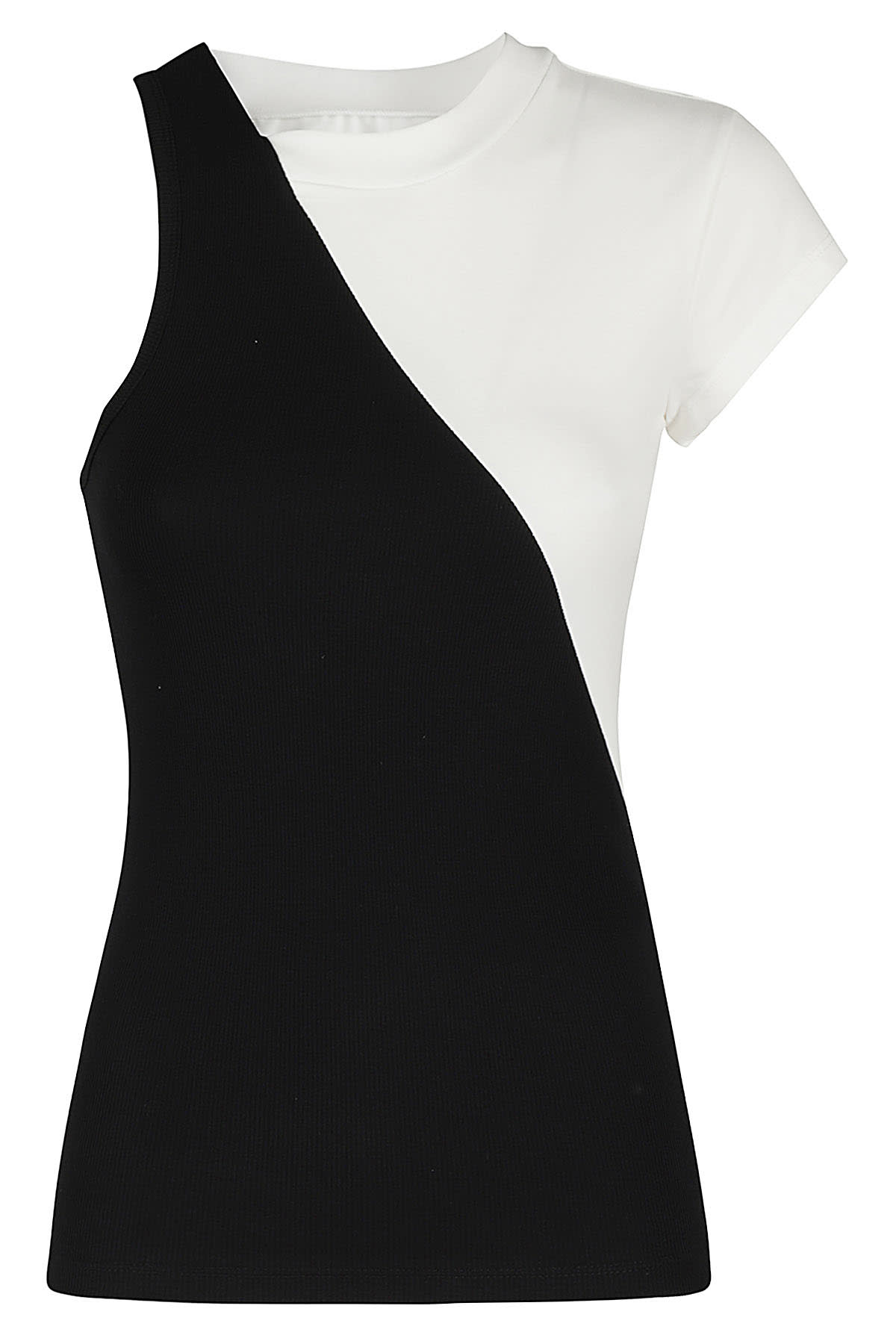 Shop Mm6 Maison Margiela Short Sleeved Top In Black White