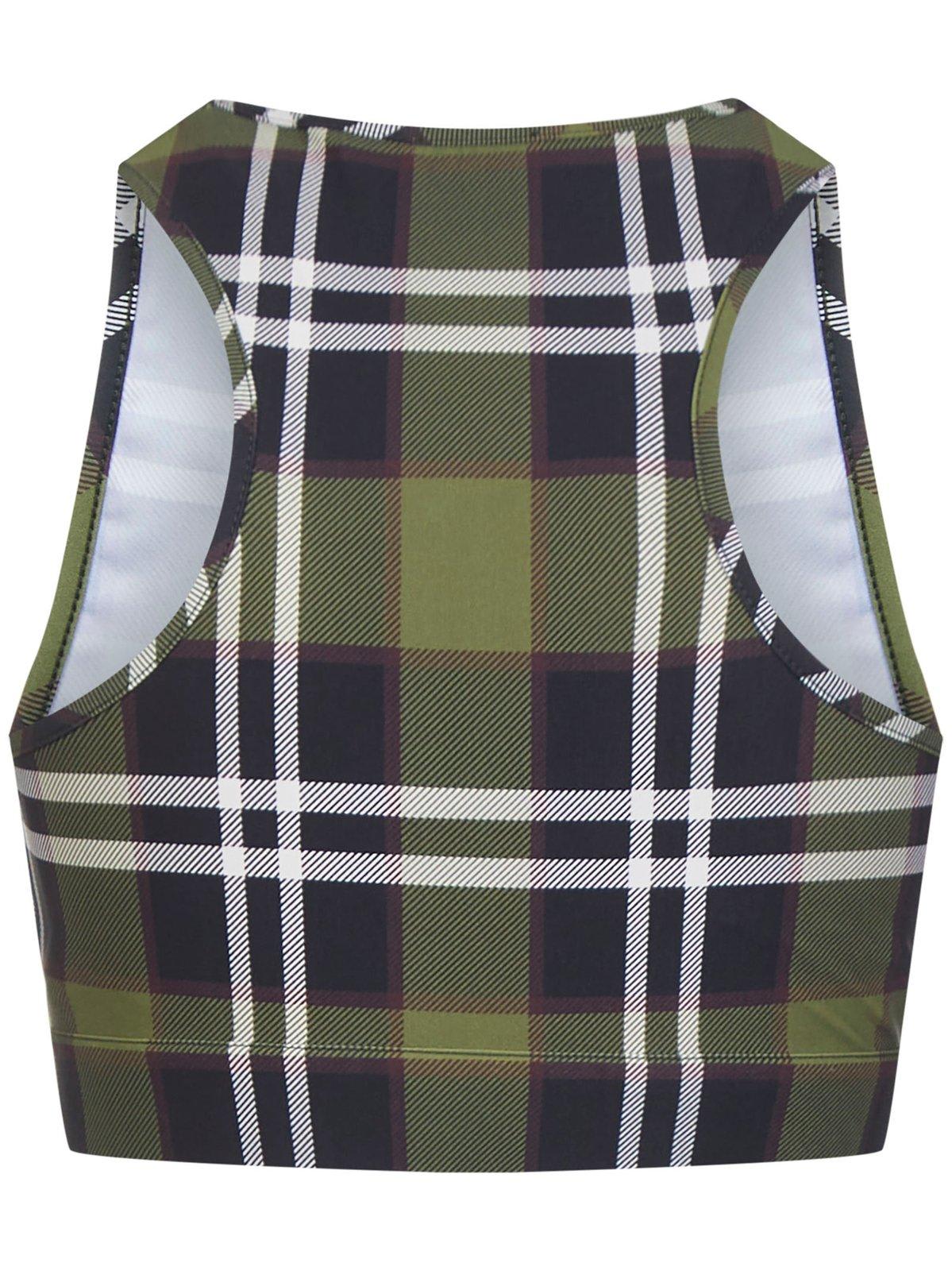 Shop Burberry Checked Cropped Tank Top In Multicolour