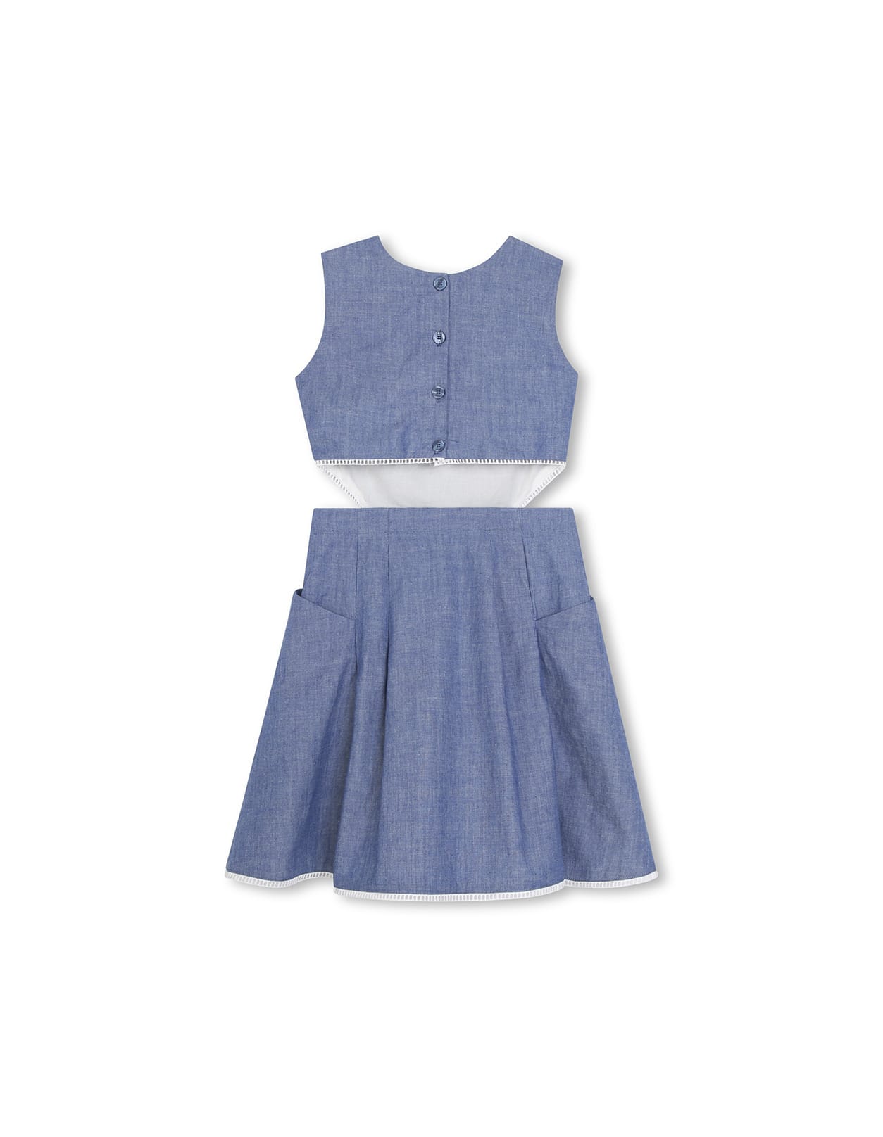Shop Chloé Medium Blue Sleeveless Dress With Embroidery And Cut-out