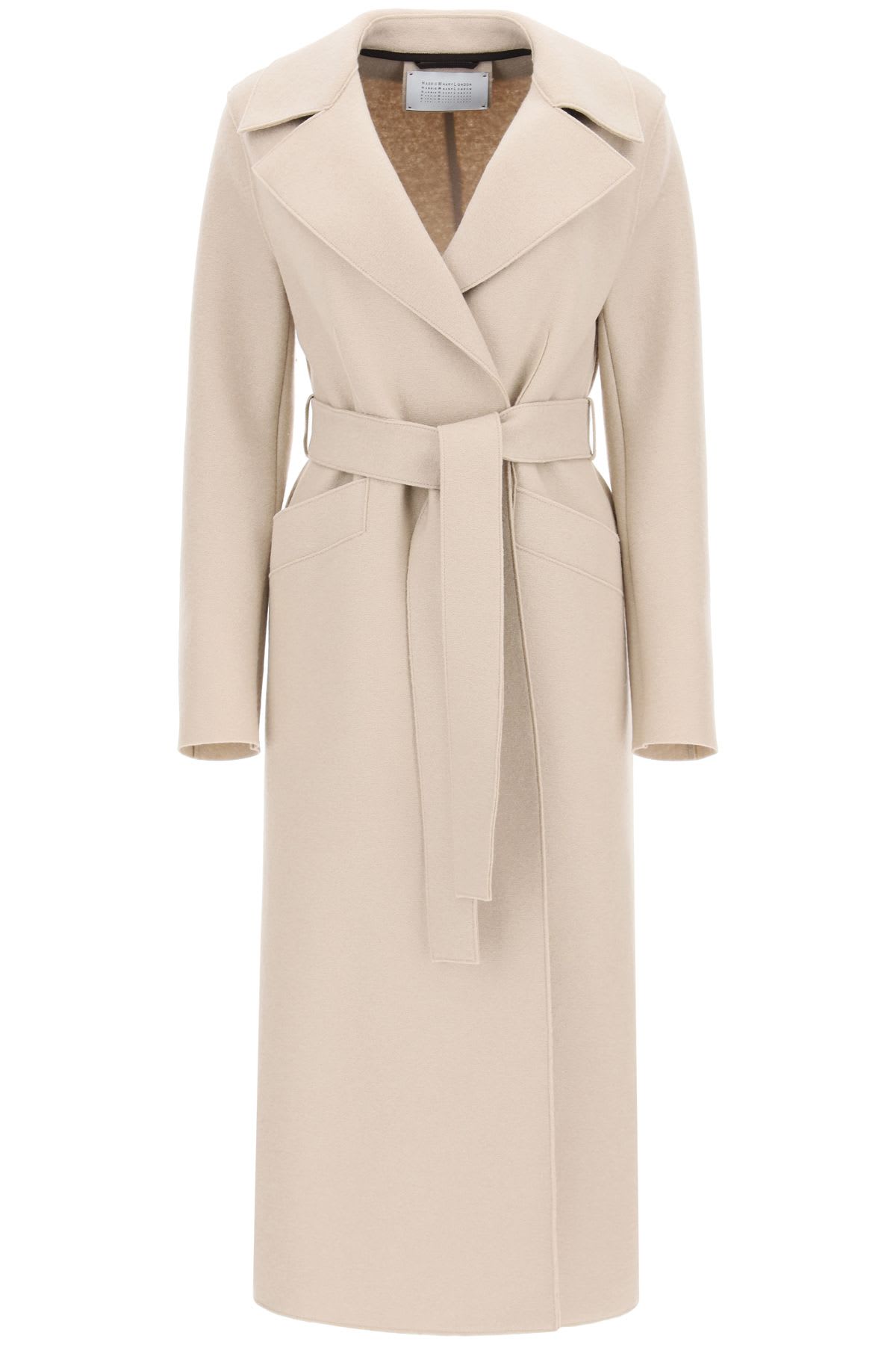 Shop Harris Wharf London Long Coat In Pressed Wool In Neutrals