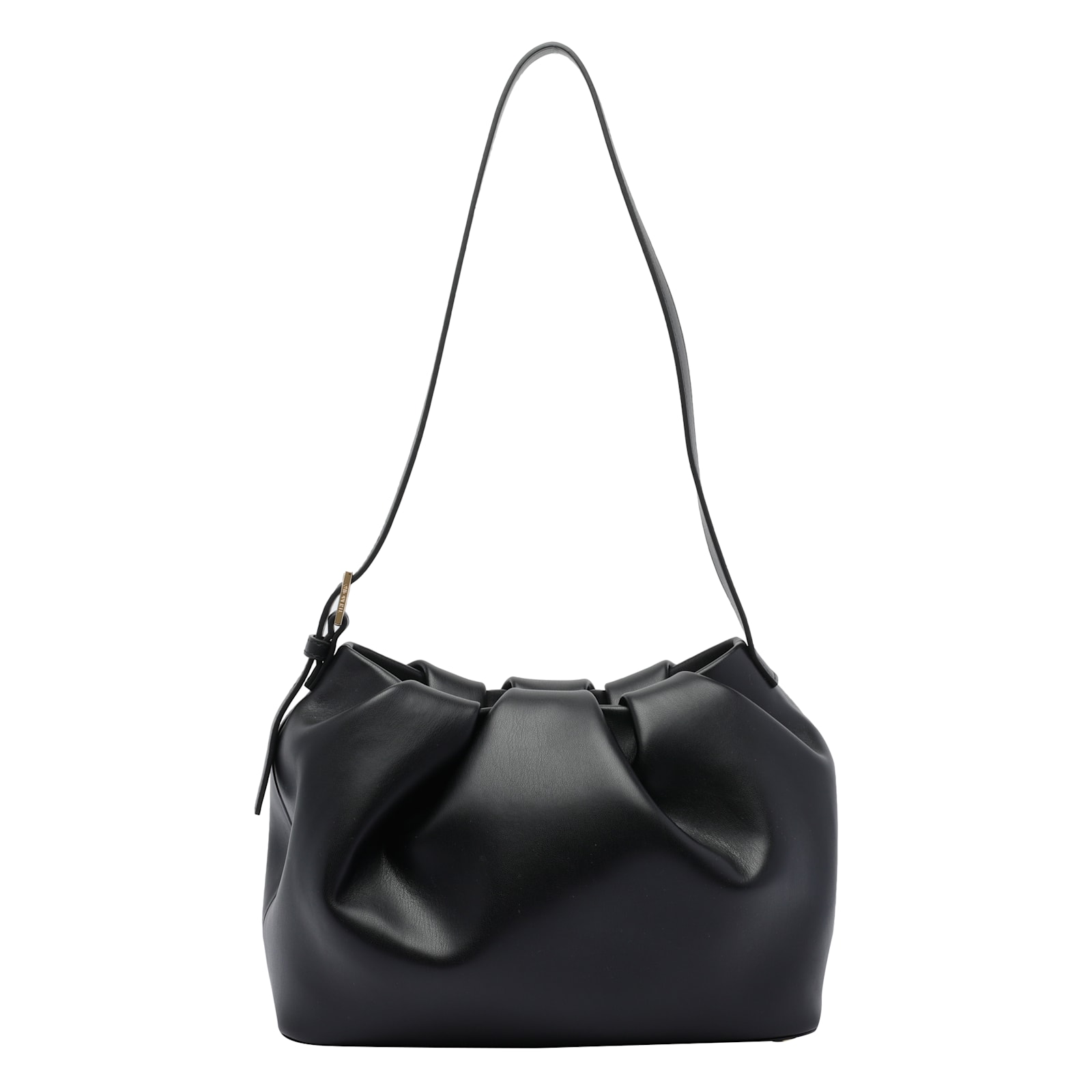 Themoirè Slouchy Vegan Shoulder Bag With Adjustable Strap In Black
