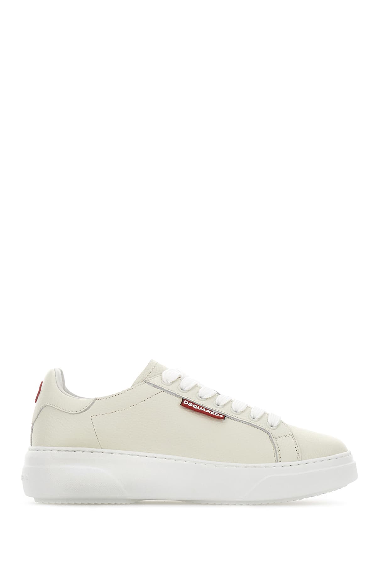 Dsquared2 Ivory Leather Bumper Sneakers In Panna