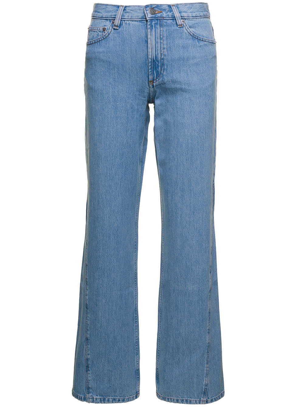 Shop Apc Elle Light Blue Five-pocket Flare Jeans In Cotton Denim Woman