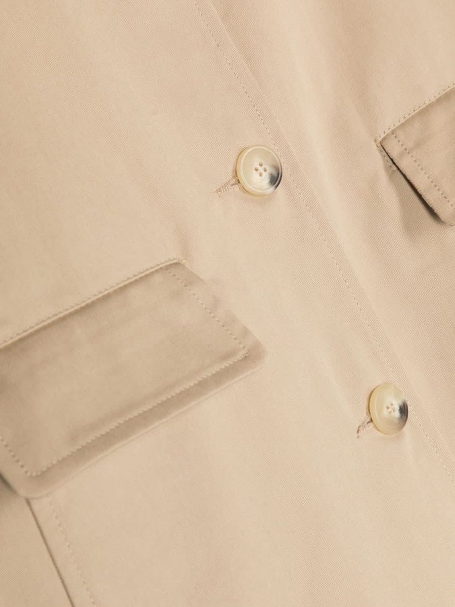 Il Gufo Gabardine-weave Trench Coat In Beige
