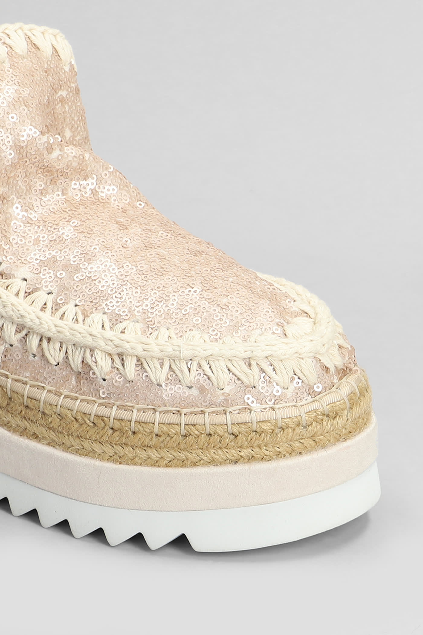 Mou Eskimo Jute Eva Low Heels Ankle Boots In Rose-pink Synthetic Fibers In Rose-pink