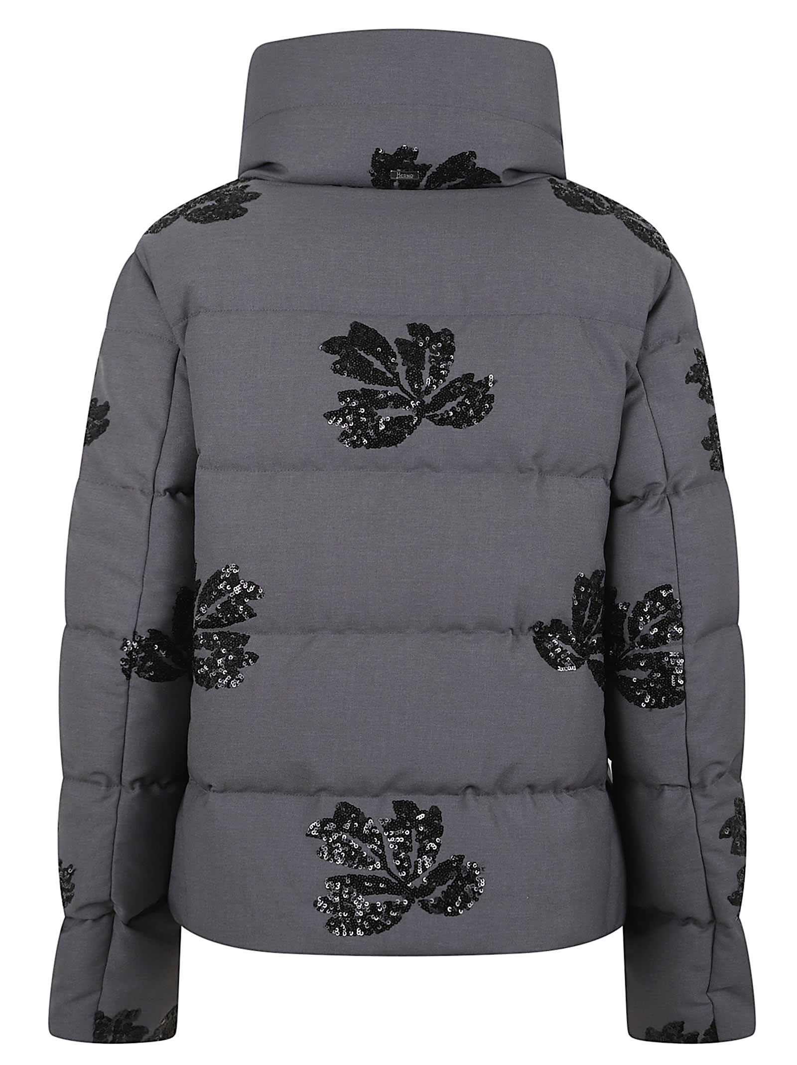 Herno High Collar Padded Jacket Sequins In Gray