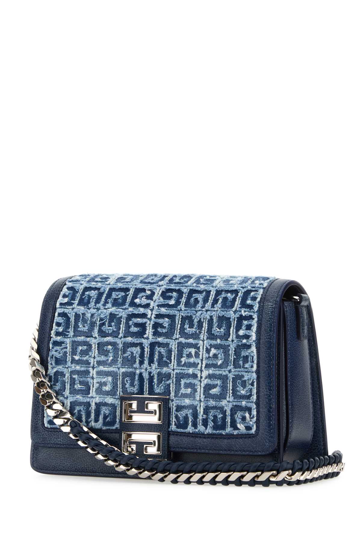 Shop Givenchy Two-tone Denim And Leather Medium Multicarry Shoulder Bag In Mediumblue