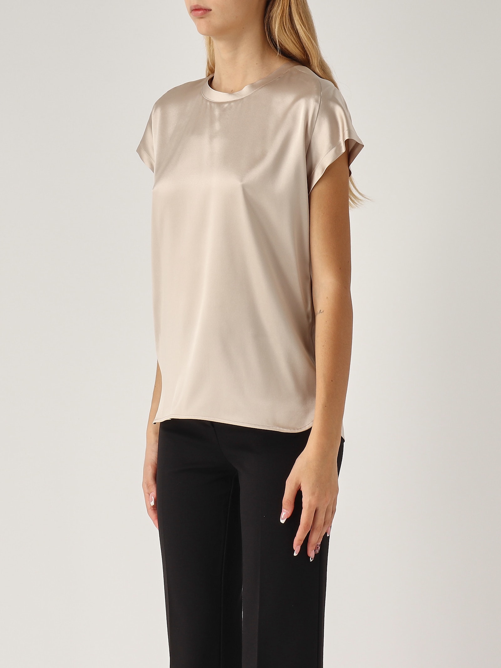 Shop Pinko Farida Blusa Satin Blouse In Cemento