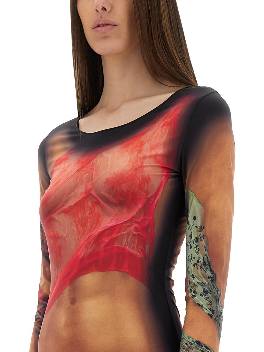 Marine Serre Multicolor Long Dress With All-over Graphic Print