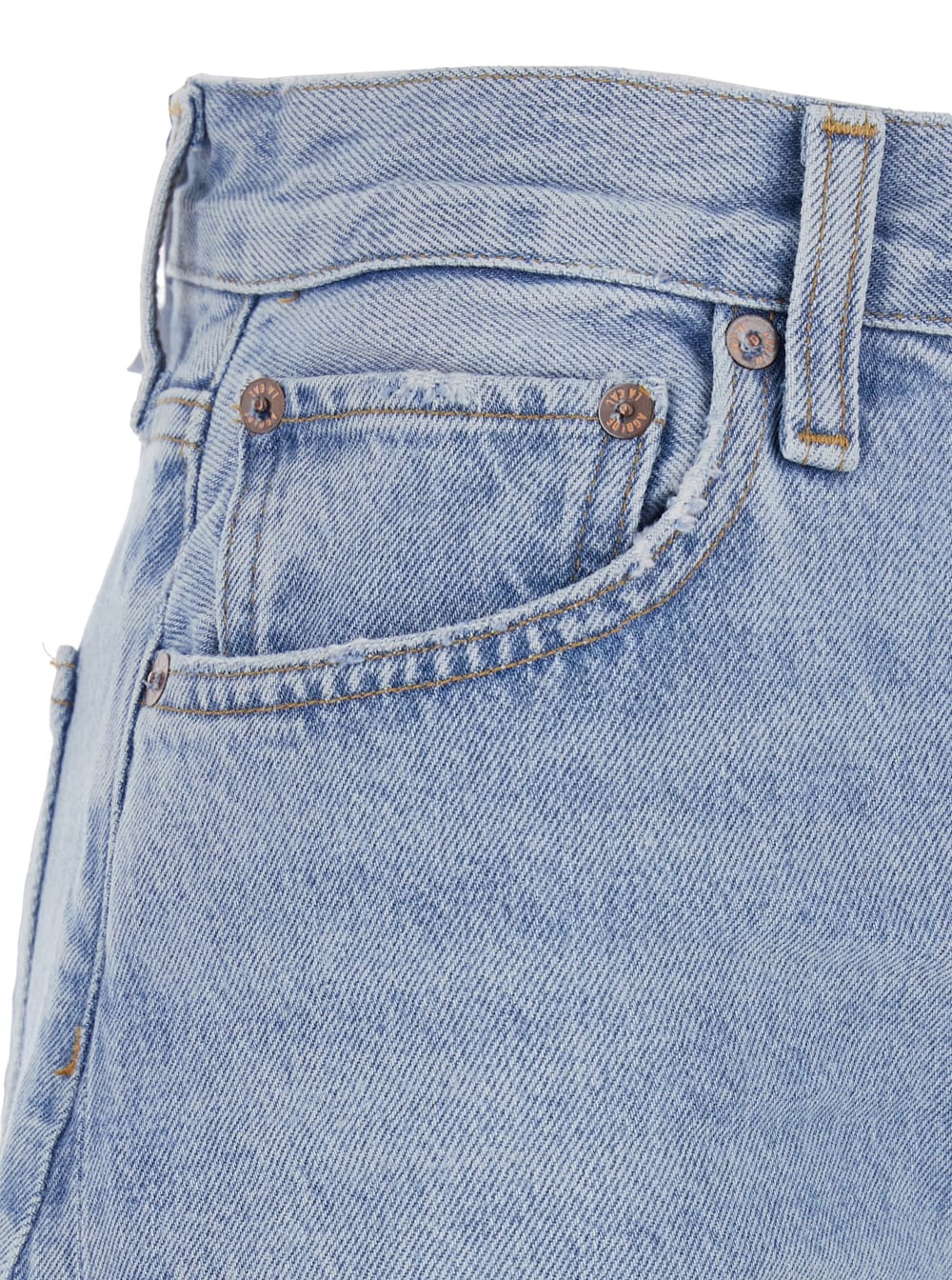 Shop Agolde Luna Light Blue Jeans With Logo Patch On The Rear And Fringed Hem In Denim Woman