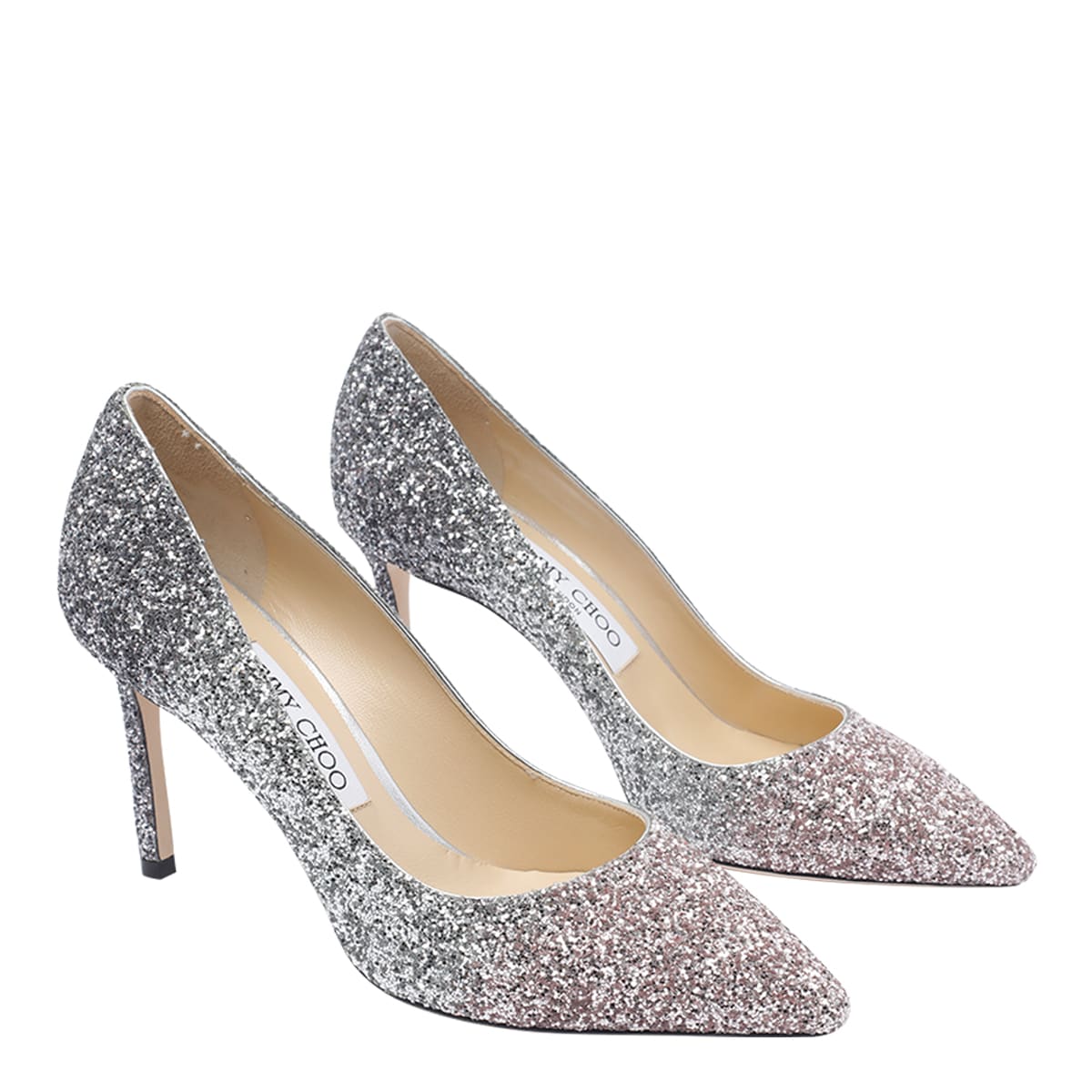 Jimmy Choo Multicolor Glitter Fabric Romy 85 Pumps In Metallic