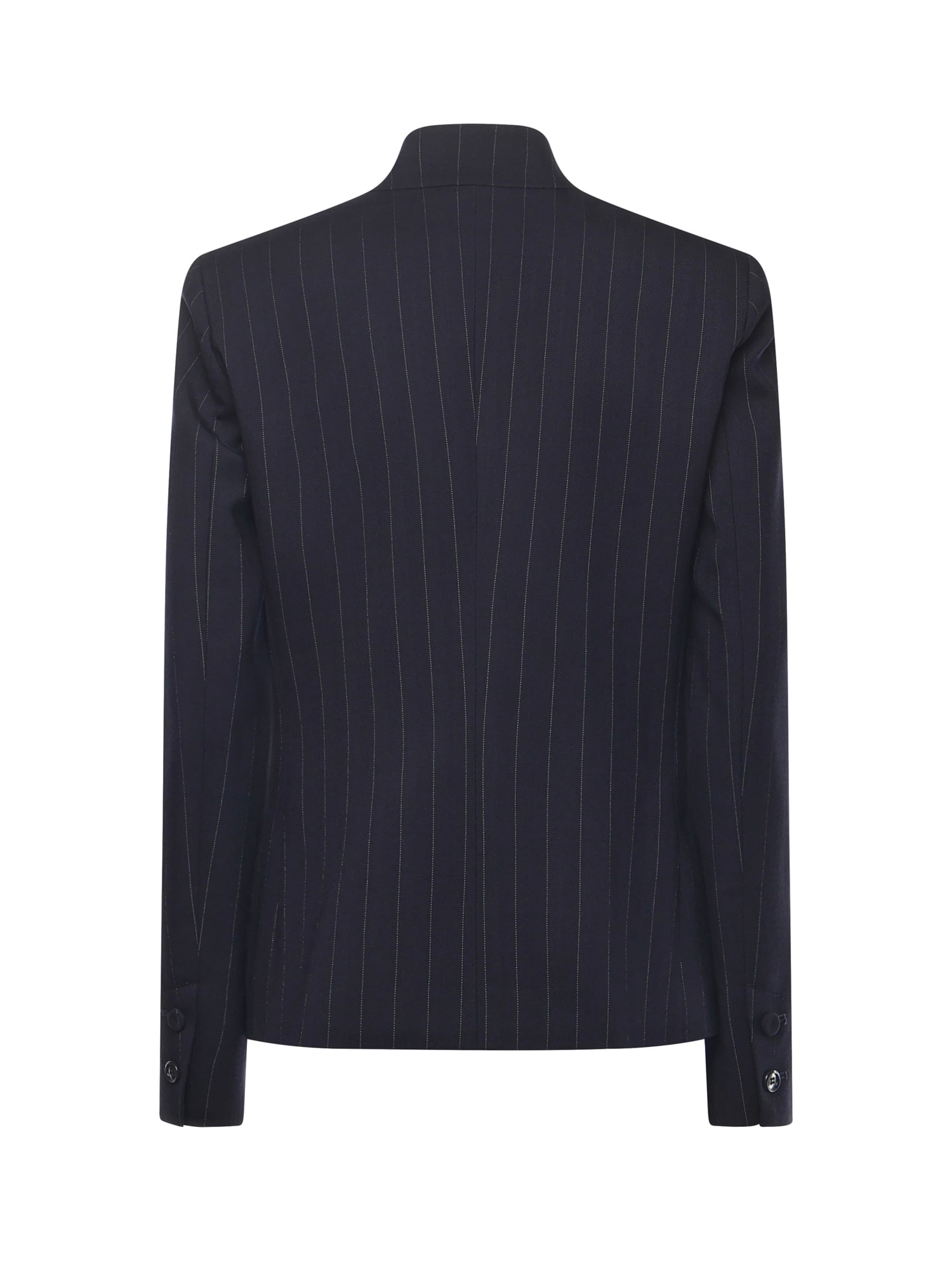 Pinko Fitted Pinstriped Wool Blazer In Blue