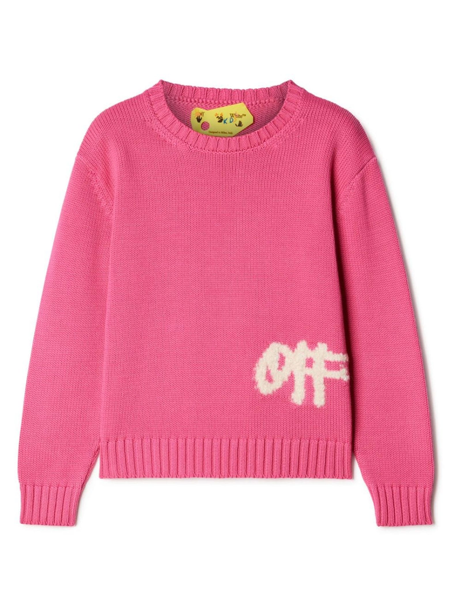 Shop Off-white Pink Cotton Jumper In Fuchsia Wh