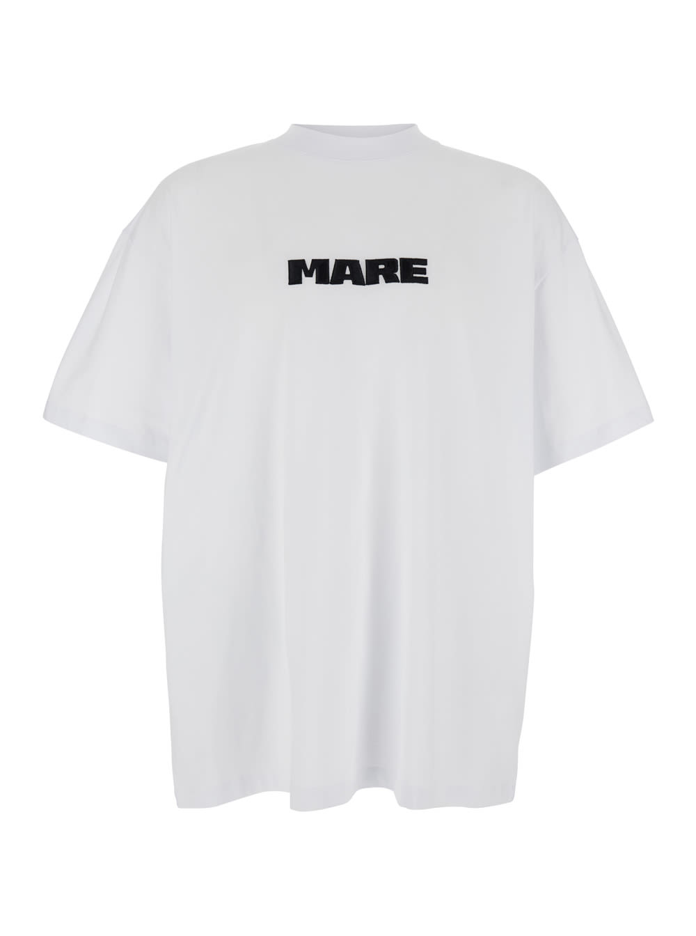 MSGM WHITE T-SHIRT WITH PRINT ON THE FRONT AND LOGO ON THE BACK IN COTTON MAN