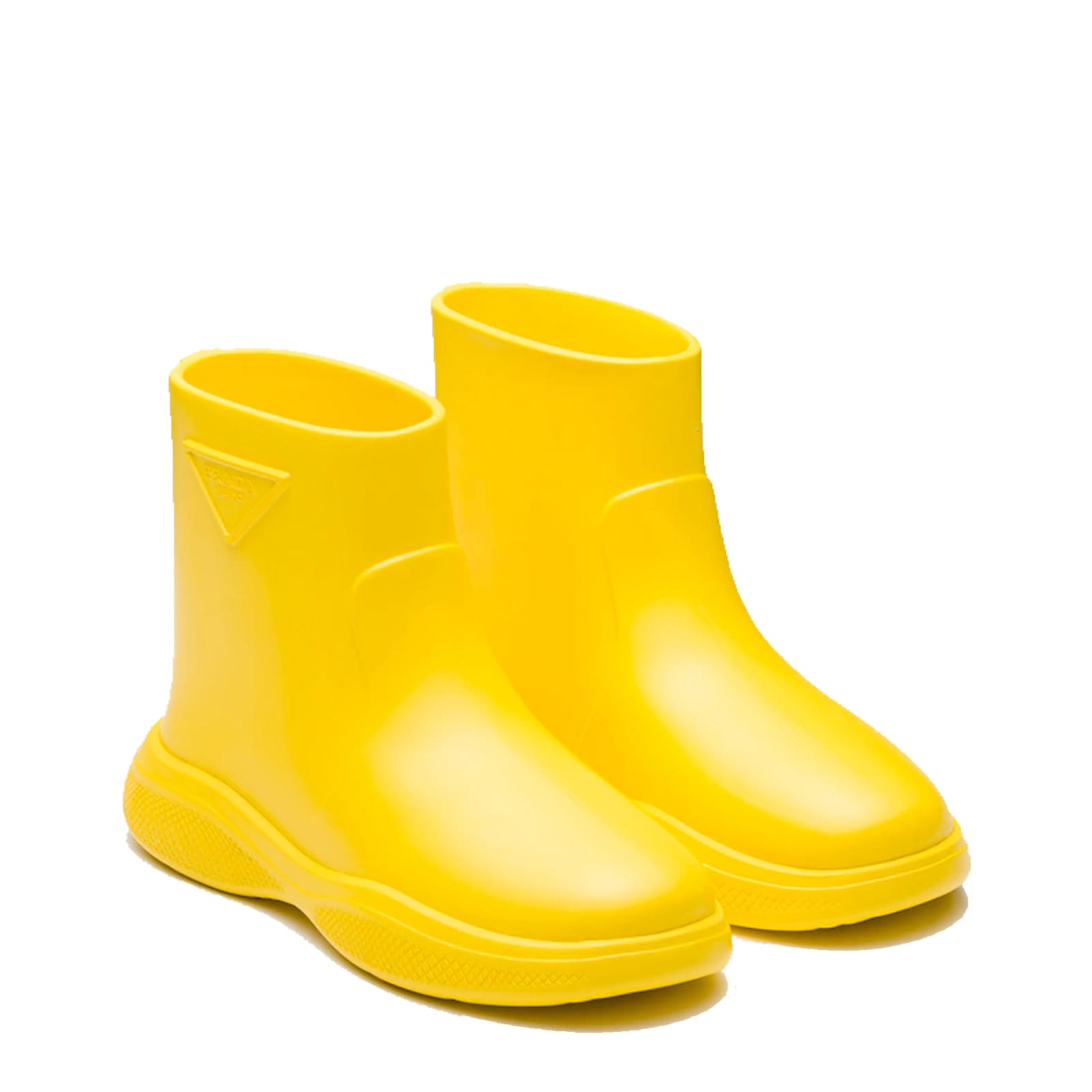 Shop Prada Logo Rubber Boots In Yellow