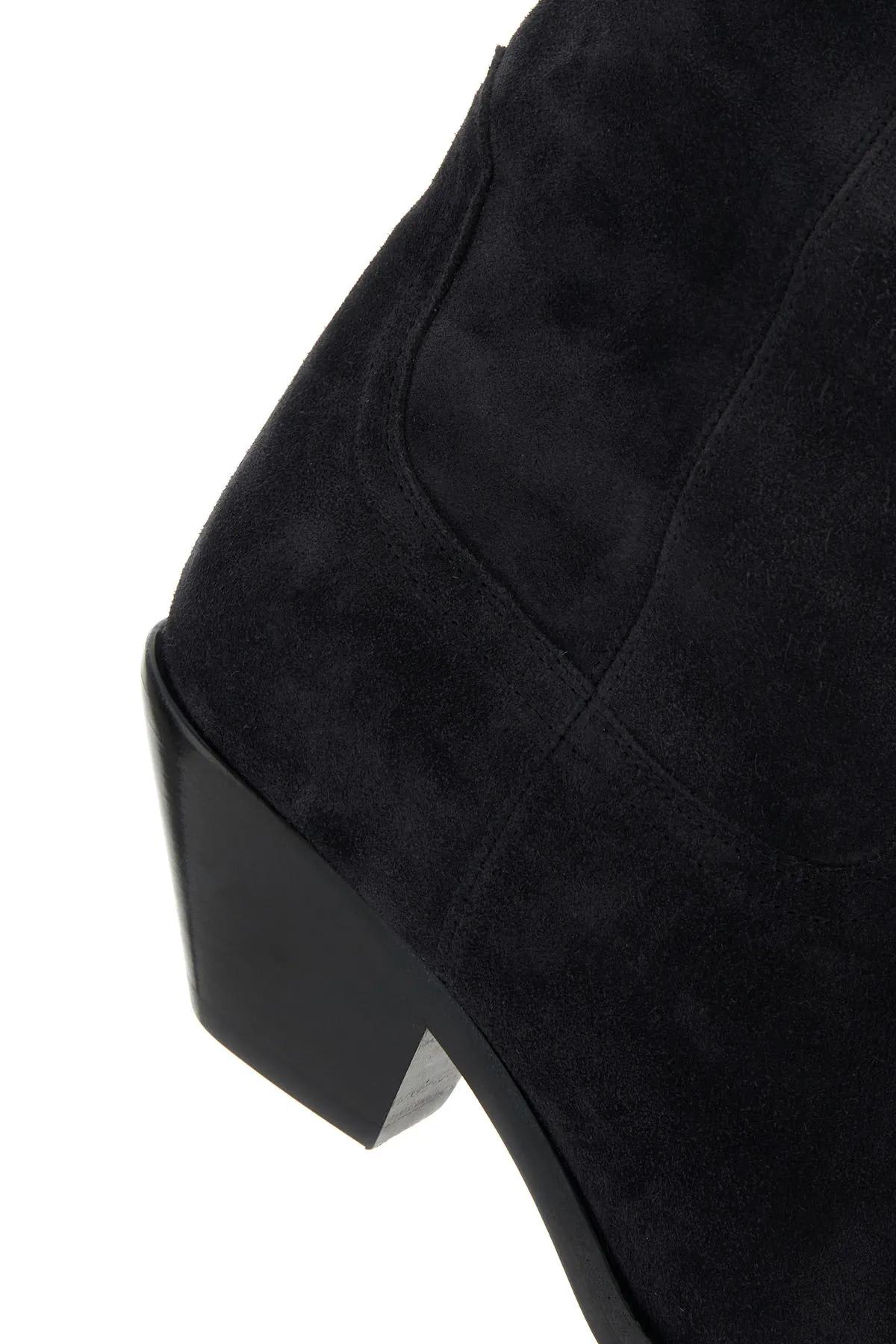 Shop Isabel Marant Slate Suede Ankle Boots In Black