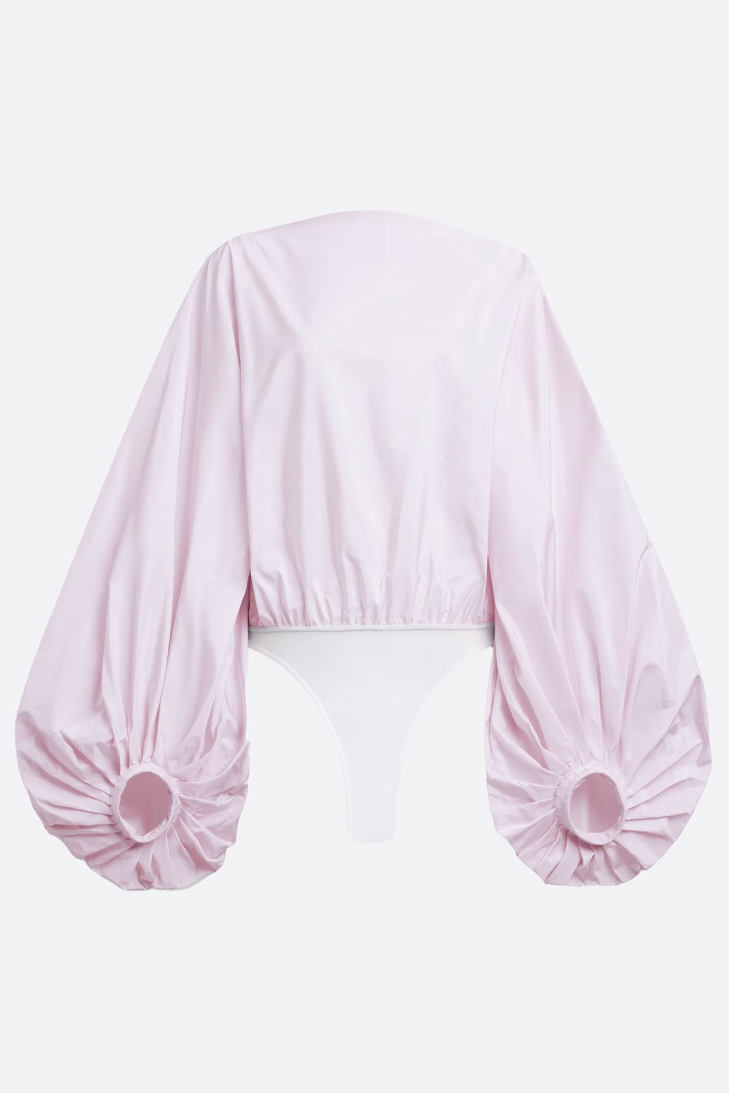 Alaïa Taffet&#x00e0; Bodysuit With Balloon Sleeves In Pink