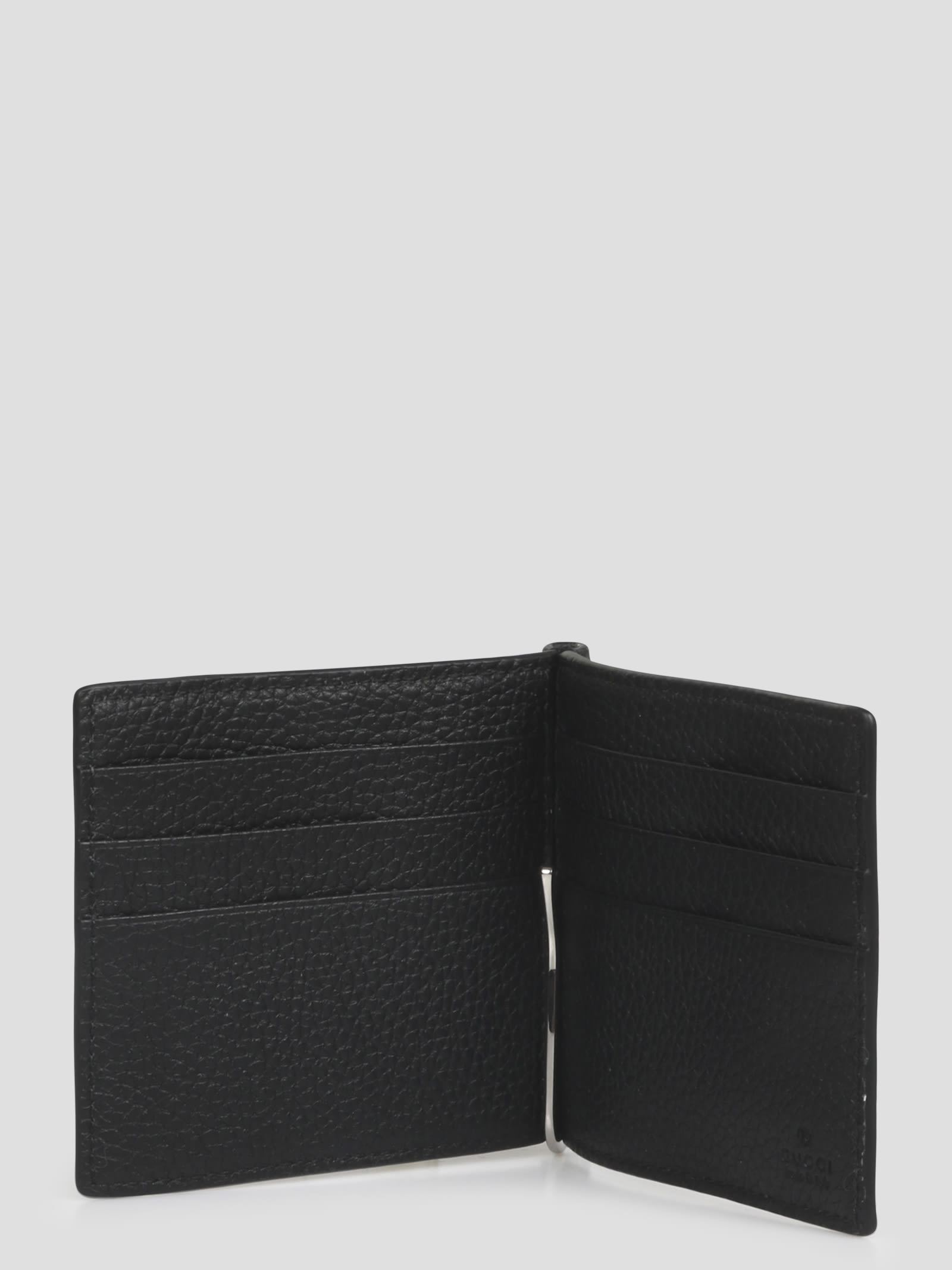 Jumbo GG money clip in black leather