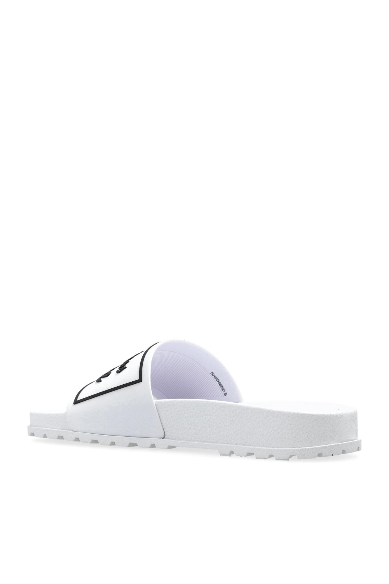 Shop Versace Jeans Couture Pool Slides In White