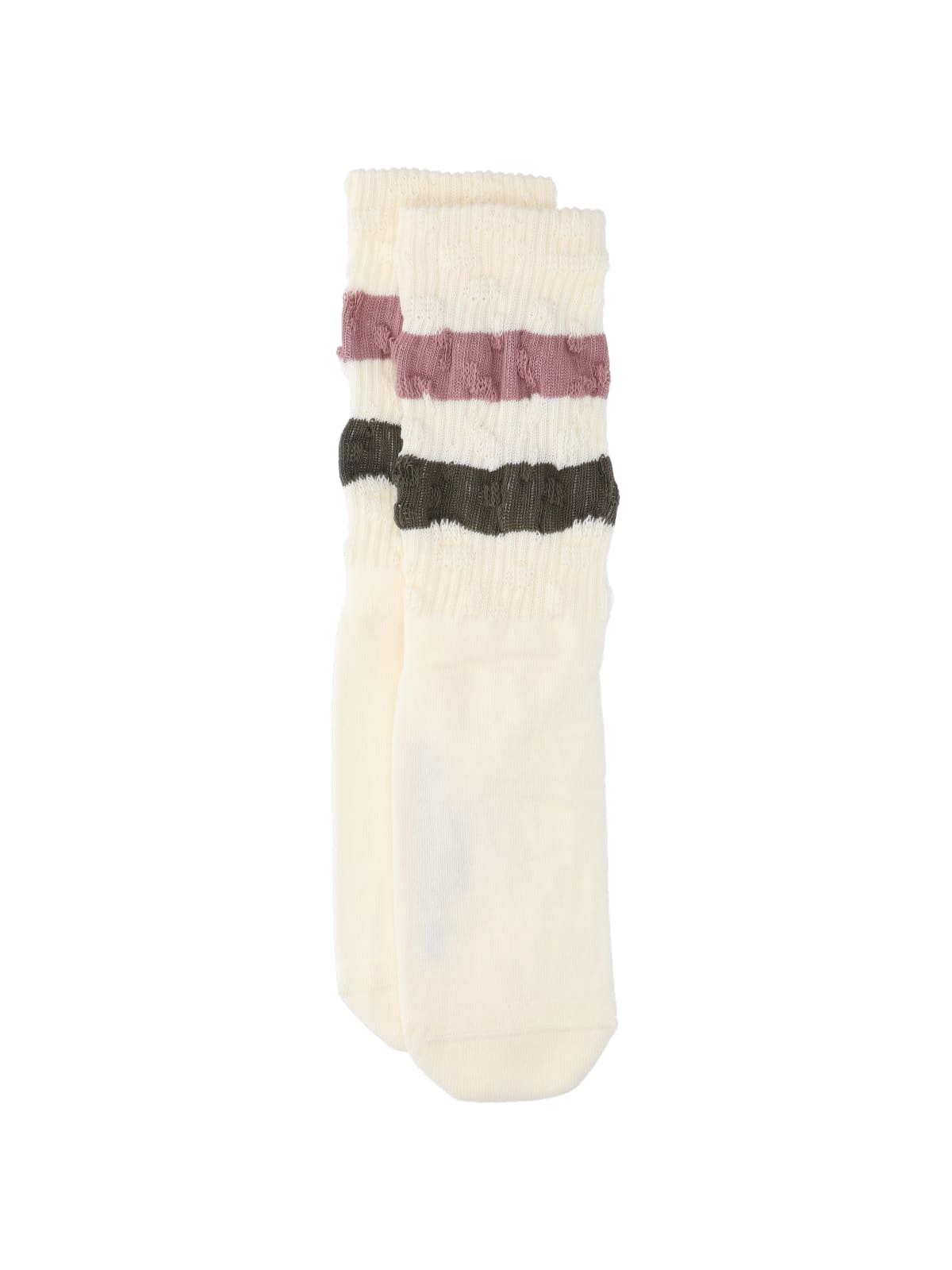 Golden Goose Striped Detail Socks In Crema