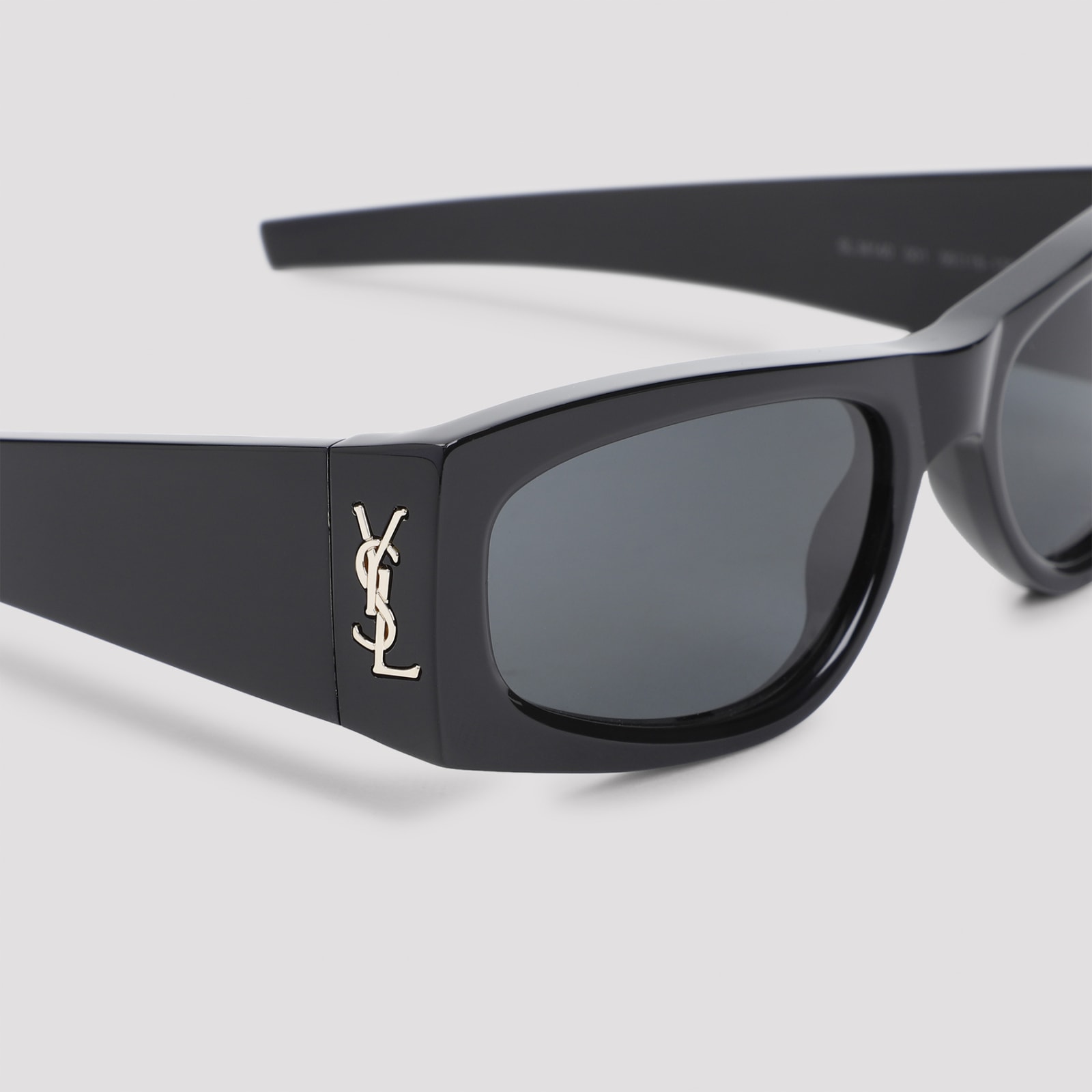 Saint Laurent Black Oval Shield Sunglasses In Black