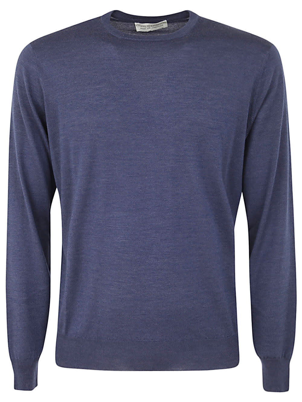 Shop Filippo De Laurentiis Wool Silk Cashmere Long Sleeves Crew Neck Sweater In Denim