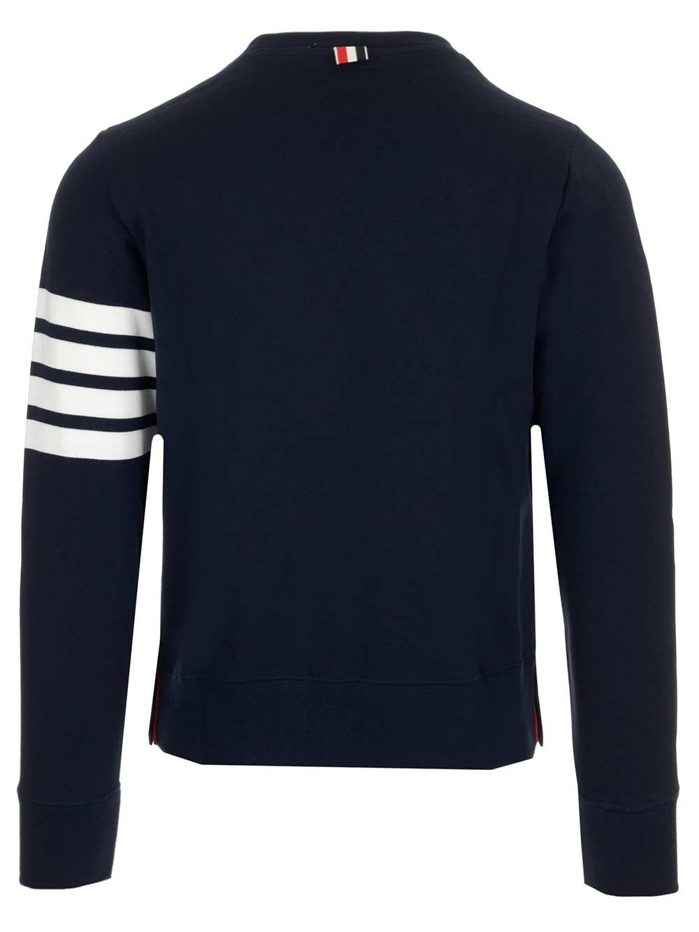 Shop Thom Browne Blue 4-bar Crewneck Sweatshirt