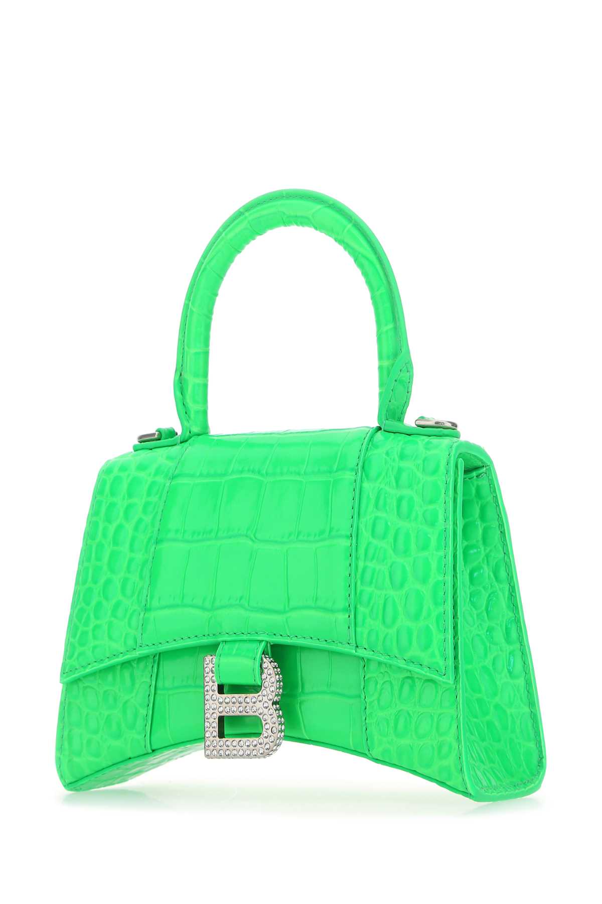 Shop Balenciaga Fluo Green Leather Hourglass Xs Handbag In 3810