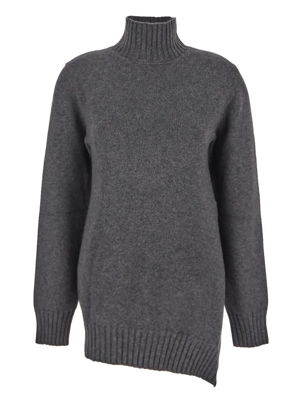 Shop Jil Sander Asymmetric Bottom Knit Sweater